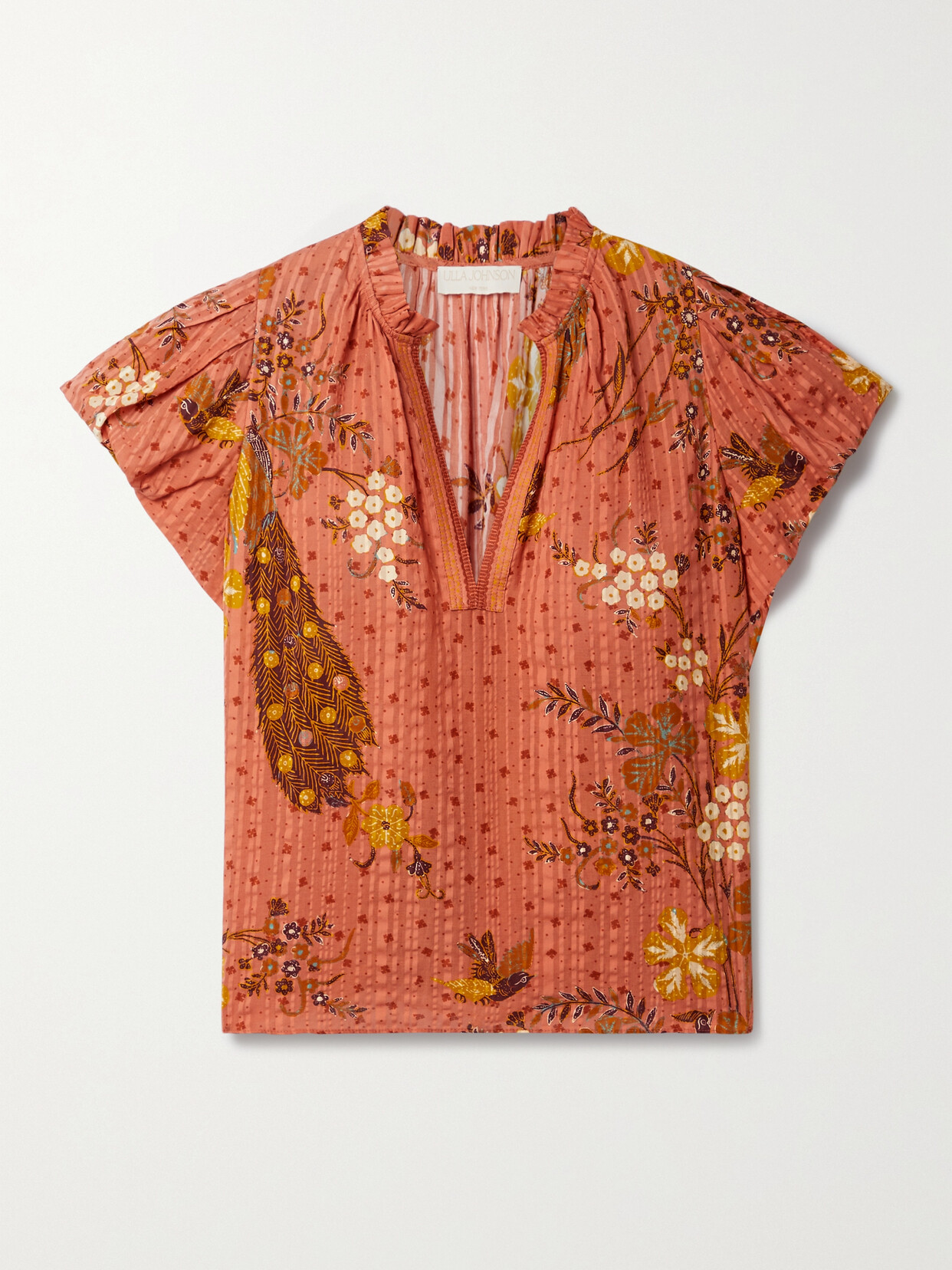 Ulla Johnson - Kai Printed Cotton-blend Seersucker Blouse - Orange