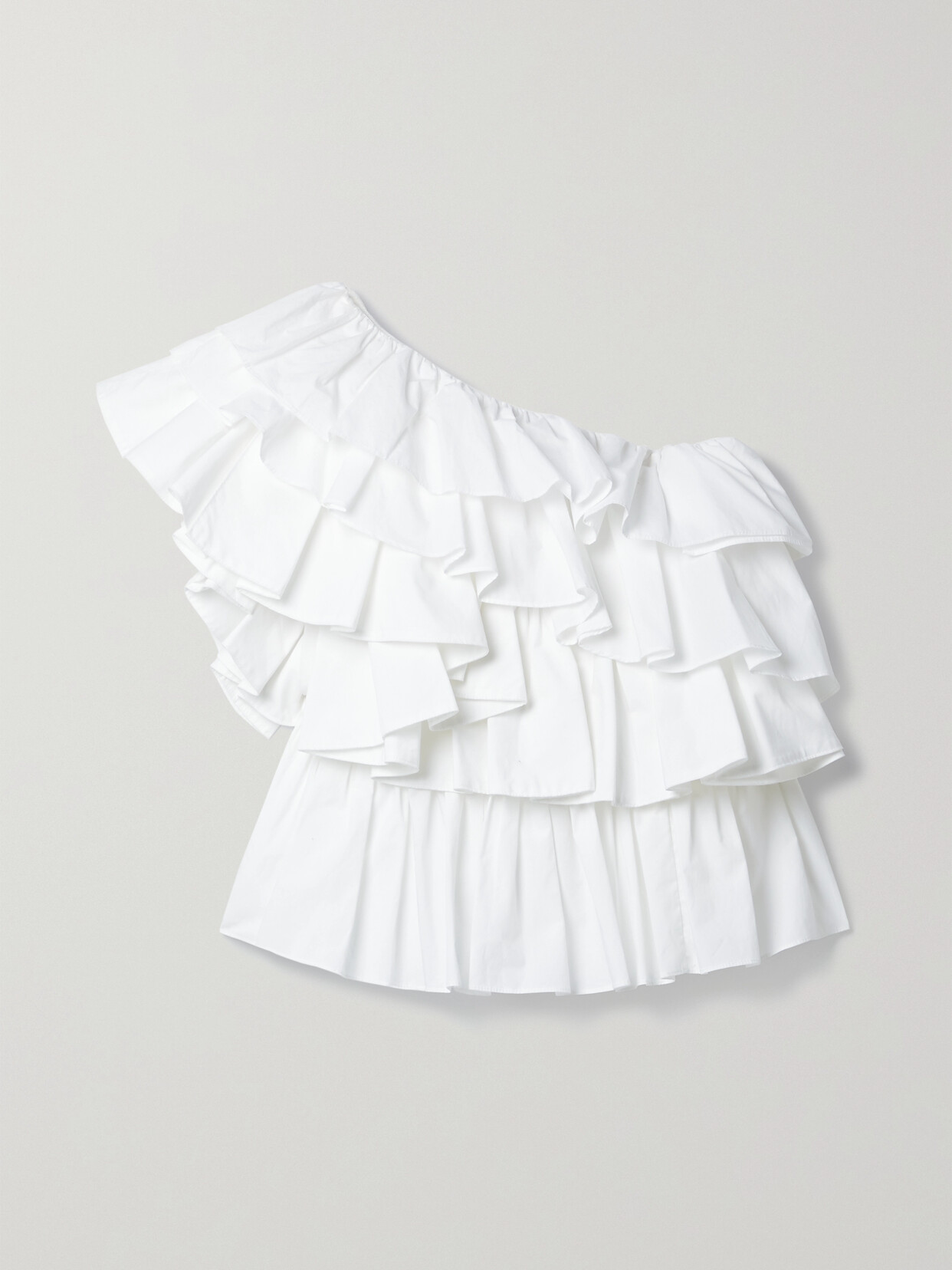 Ulla Johnson - Raquel One-shoulder Ruffled Cotton-poplin Blouse - White