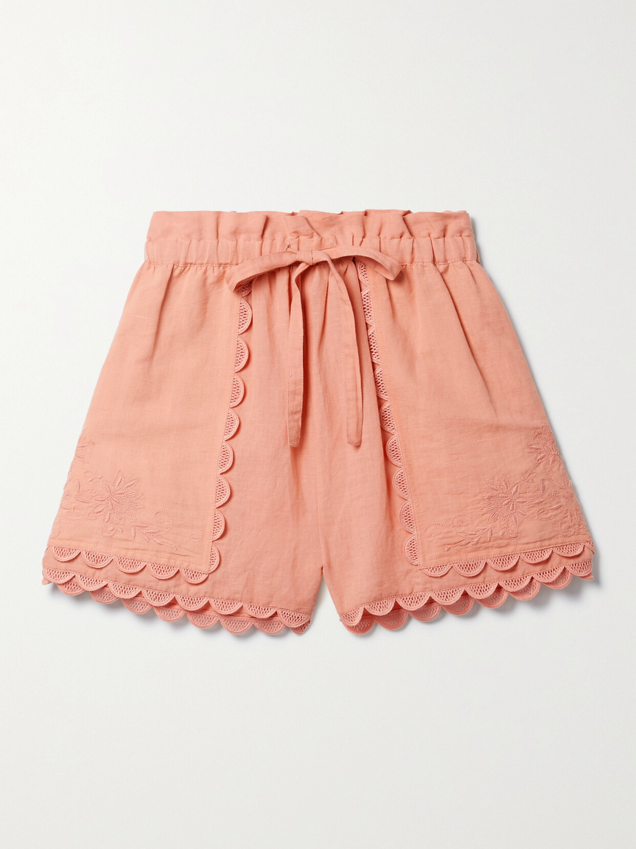 Ulla Johnson - Nellie Guipure Lace-trimmed Embroidered Linen And Cotton-blend Voile Shorts - Pink