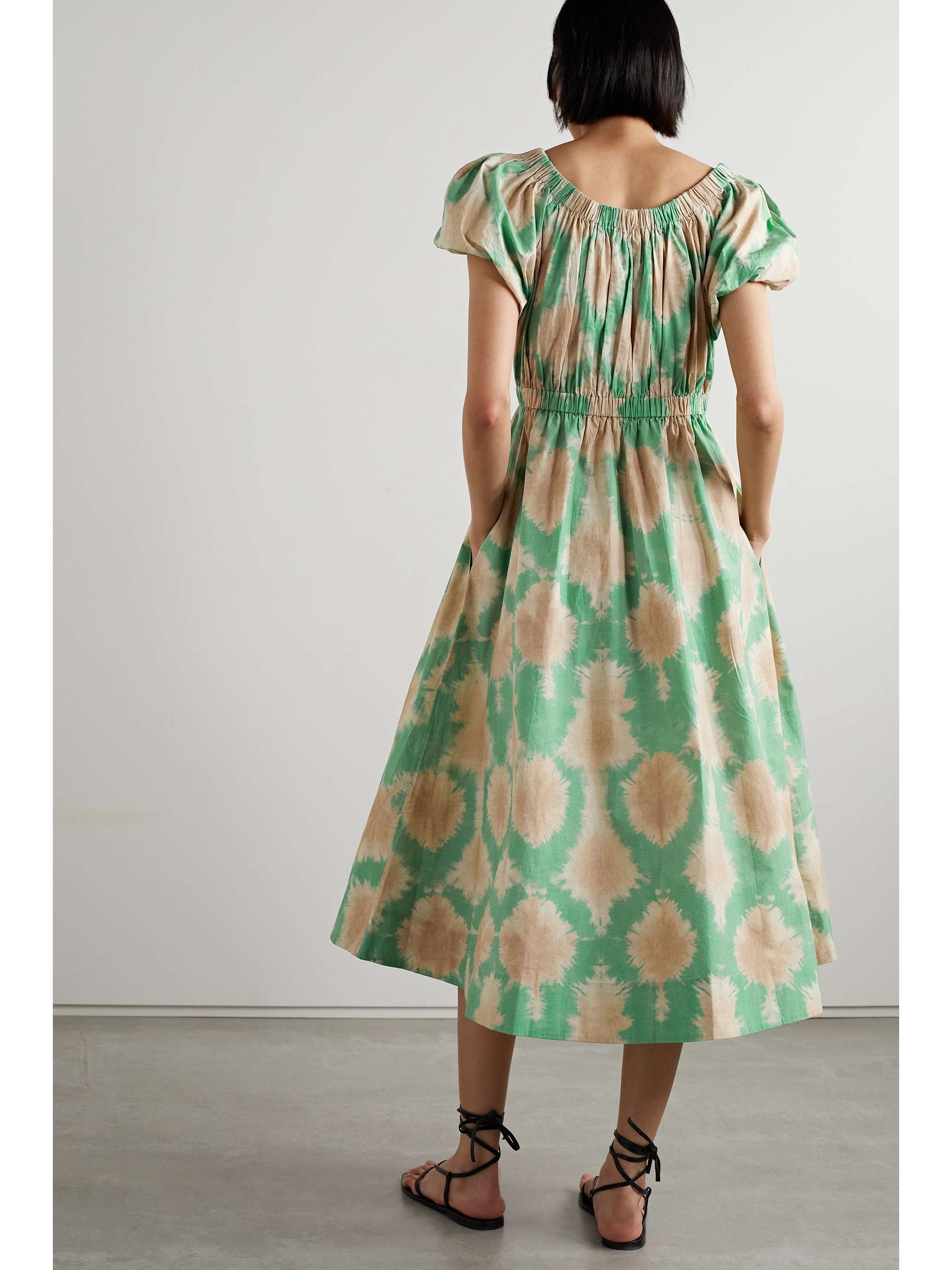 ULLA JOHNSON tiedyed cottonpoplin midi dress NETAPORTER
