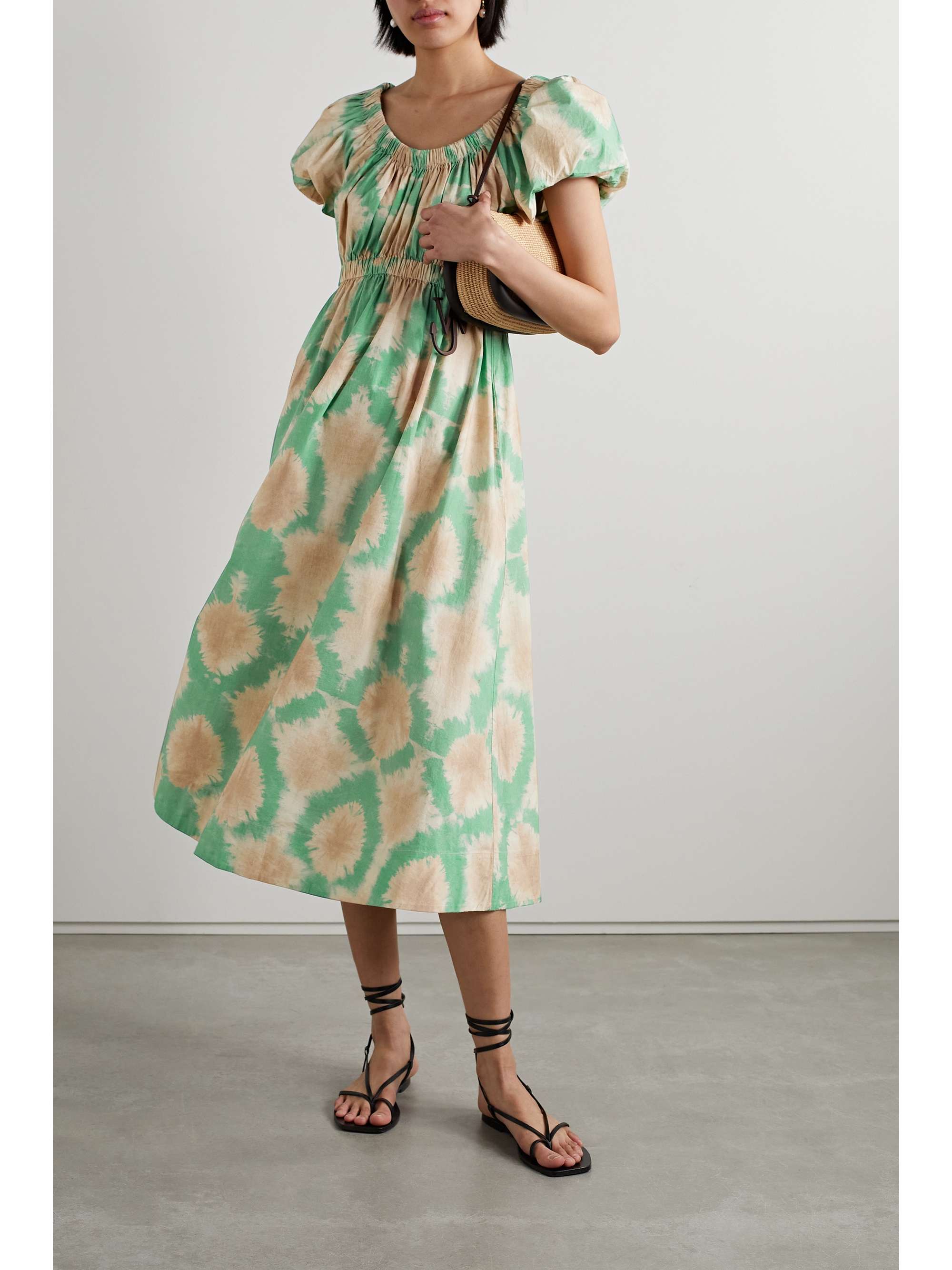 ULLA JOHNSON Nanette tie-dyed cotton-poplin midi dress | NET-A-PORTER