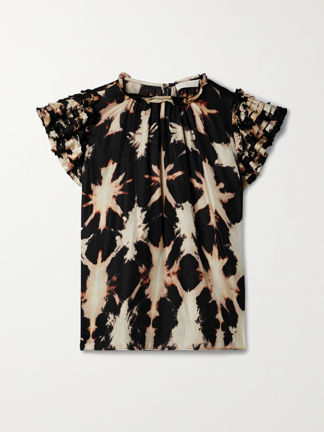 Ulla Johnson - Micaela Ruffled Tie-dyed Silk-twill Blouse - Black