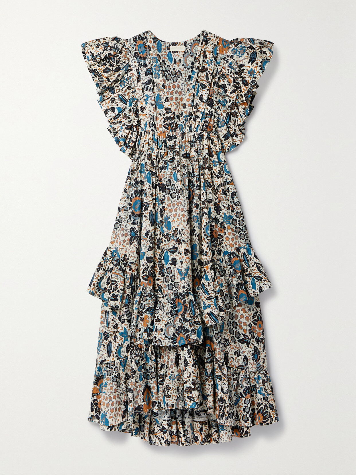 Ulla Johnson - Delila Ruffled Floral-print Cotton-poplin Midi Dress - Blue