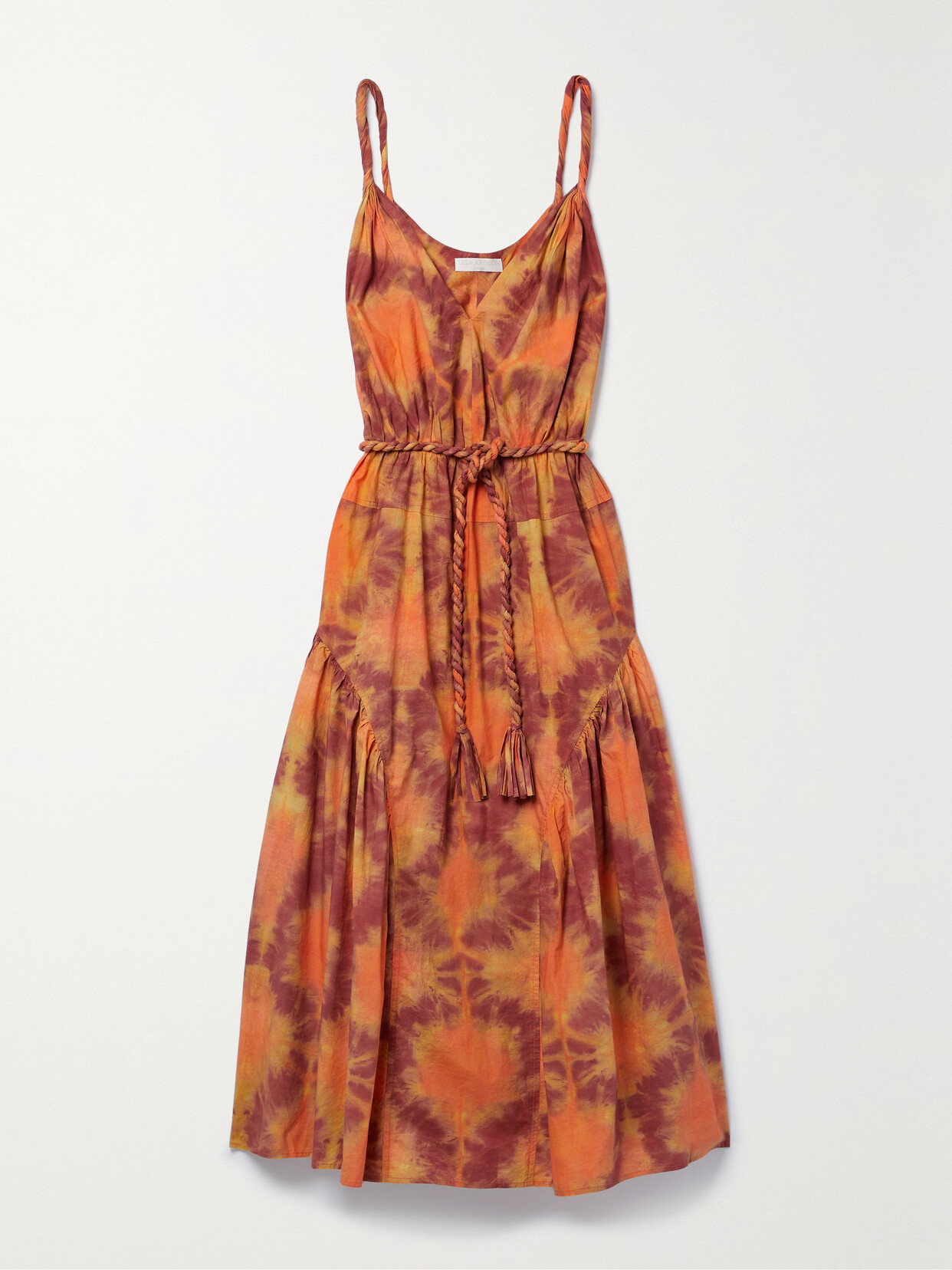 Ulla Johnson - Valentina Belted Tie-dyed Cotton-poplin Midi Dress - Orange