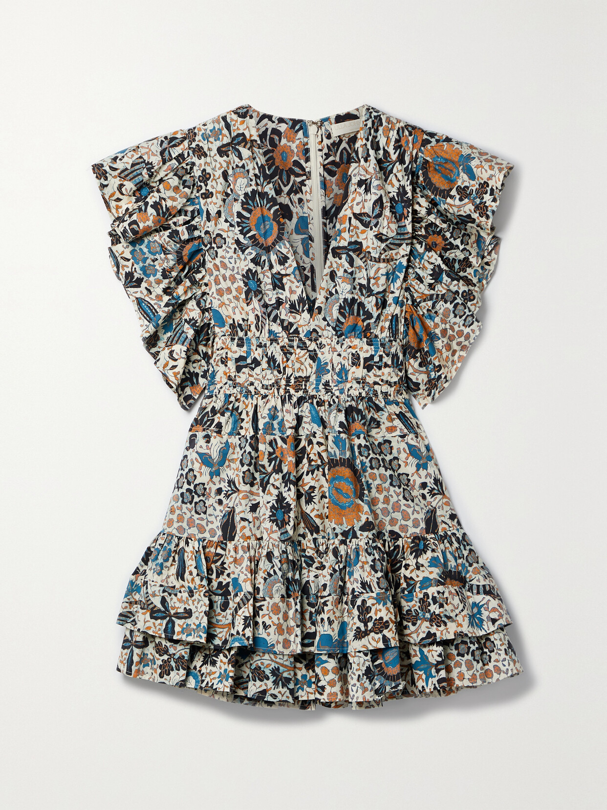 Ulla Johnson - Kiri Tiered Ruffled Floral-print Cotton-poplin Mini Dress - Blue