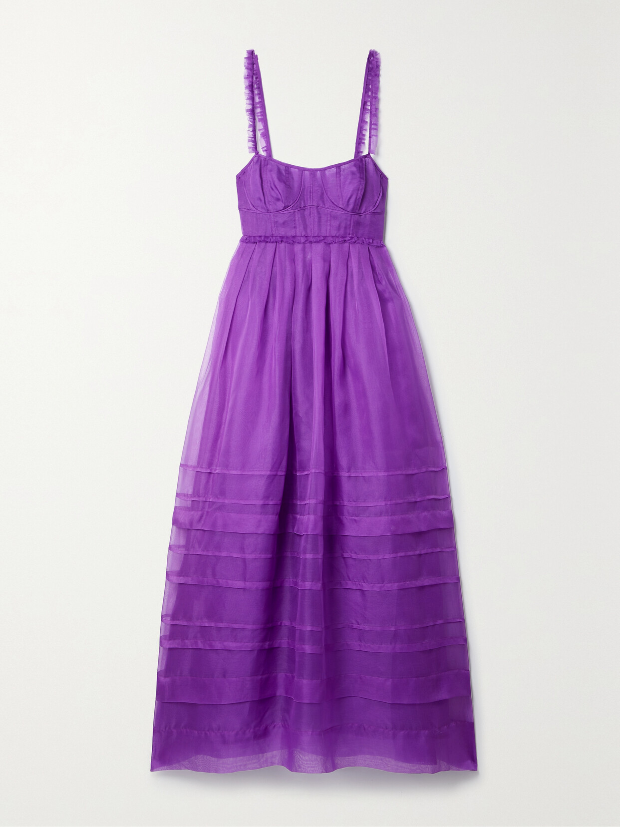 Ulla Johnson - Priscilla Ruffled Tiered Silk-organza Midi Dress - Purple