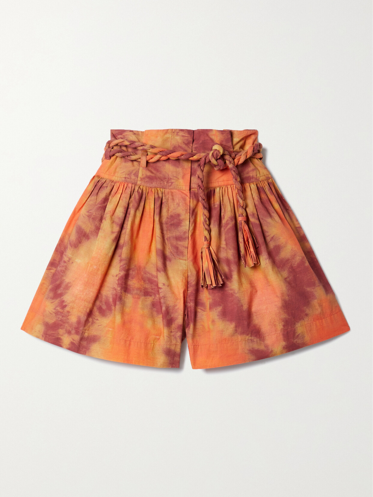 Ulla Johnson - Marin Belted Tie-dyed Cotton Shorts - Orange