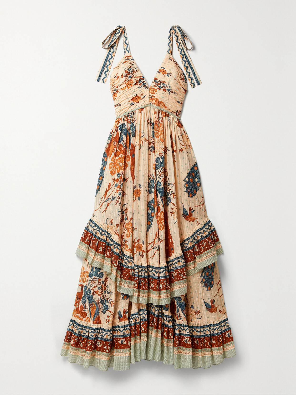 Ulla Johnson - Meera Tiered Gathered Floral-print Cotton-blend Midi Dress - Off-white