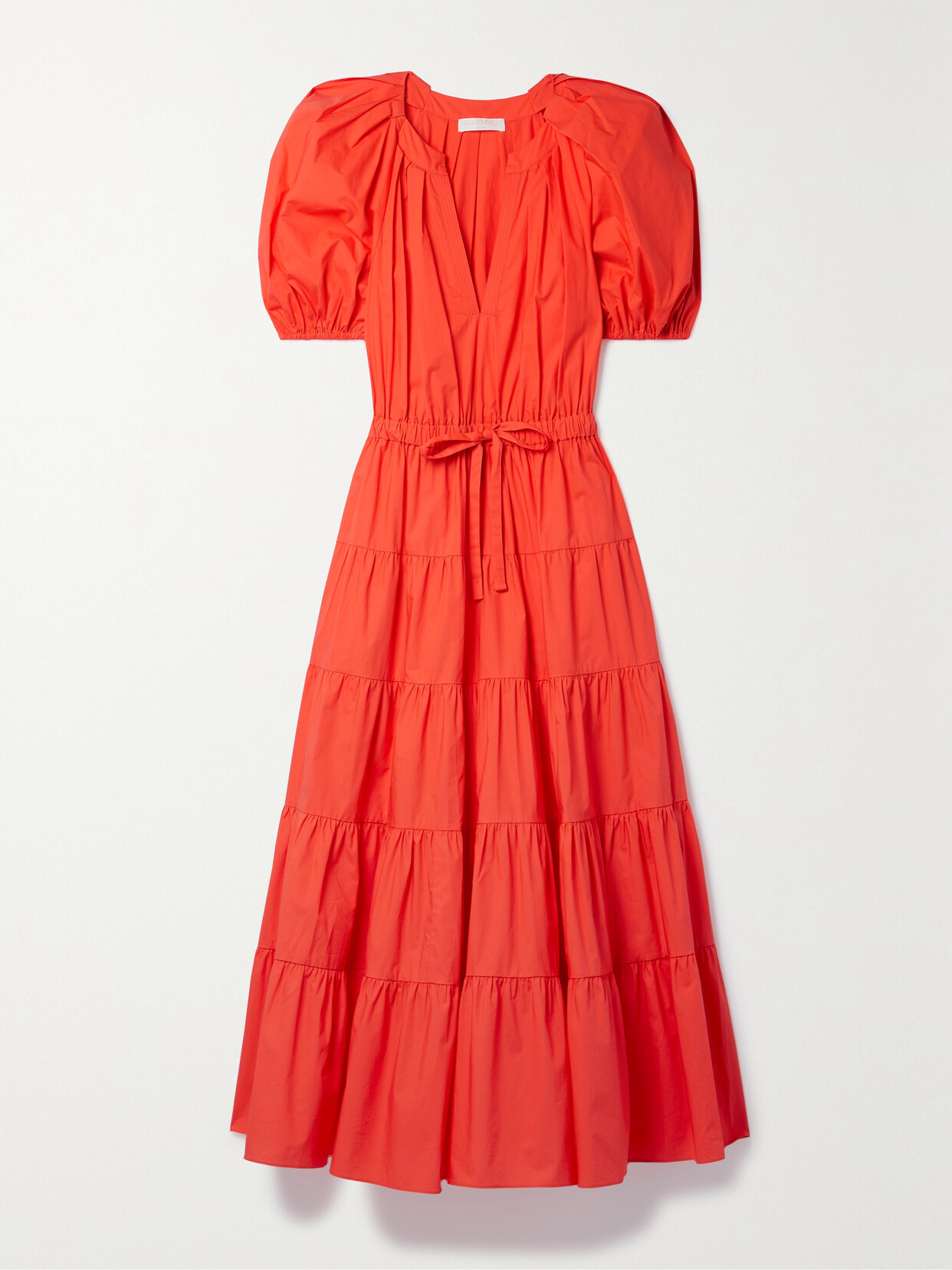 Ulla Johnson - Olina Tiered Cotton-poplin Midi Dress - Orange