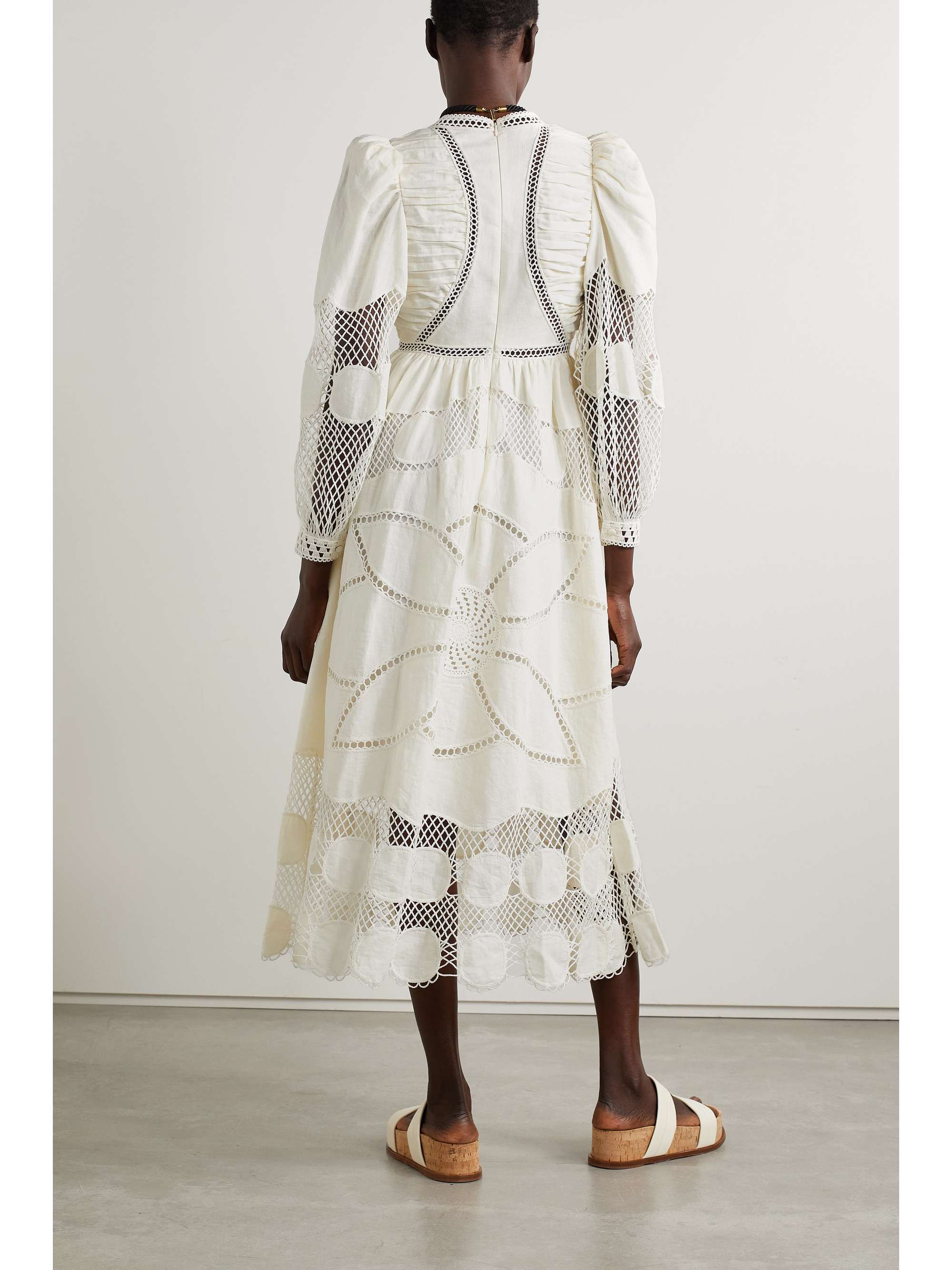 ULLA JOHNSON Estrella gathered linen and crocheted cotton maxi dress