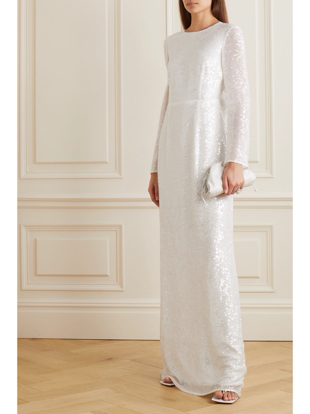 Shop Erdem Yoanna Sequined Chiffon Gown In Ivory