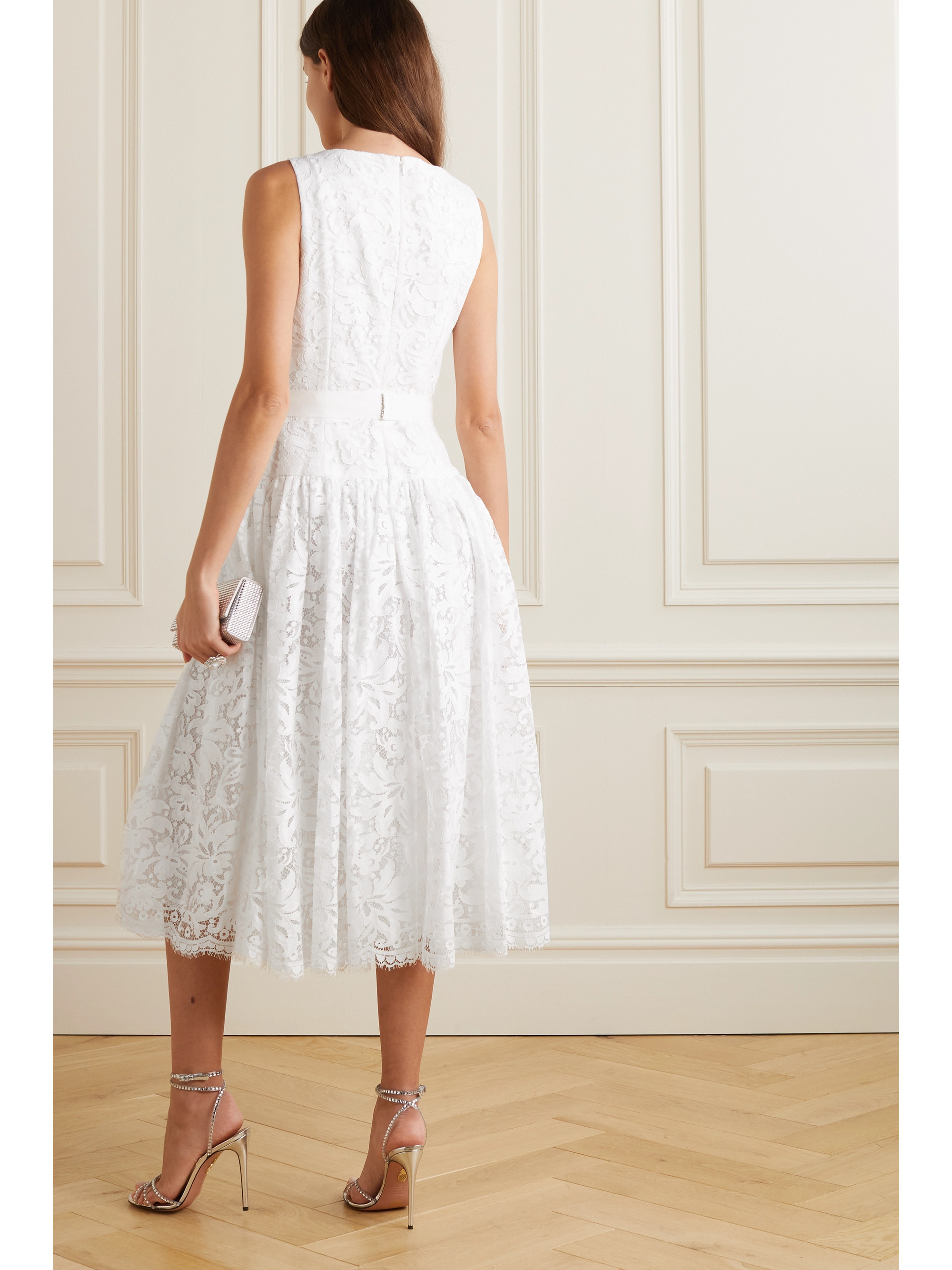 Erdem Miranda belted cotton-blend lace midi dress
