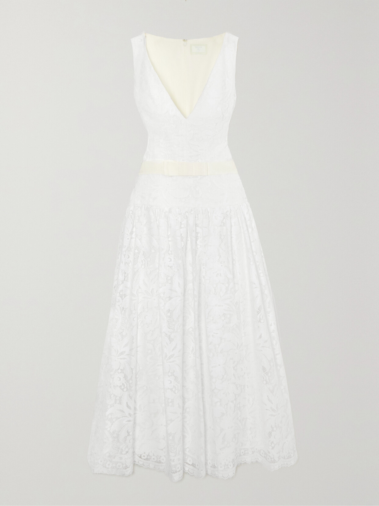 Erdem Miranda Belted Cotton-blend Lace Midi Dress In White