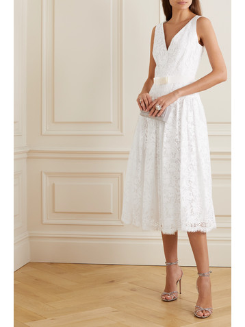 Erdem Miranda belted cotton-blend lace midi dress