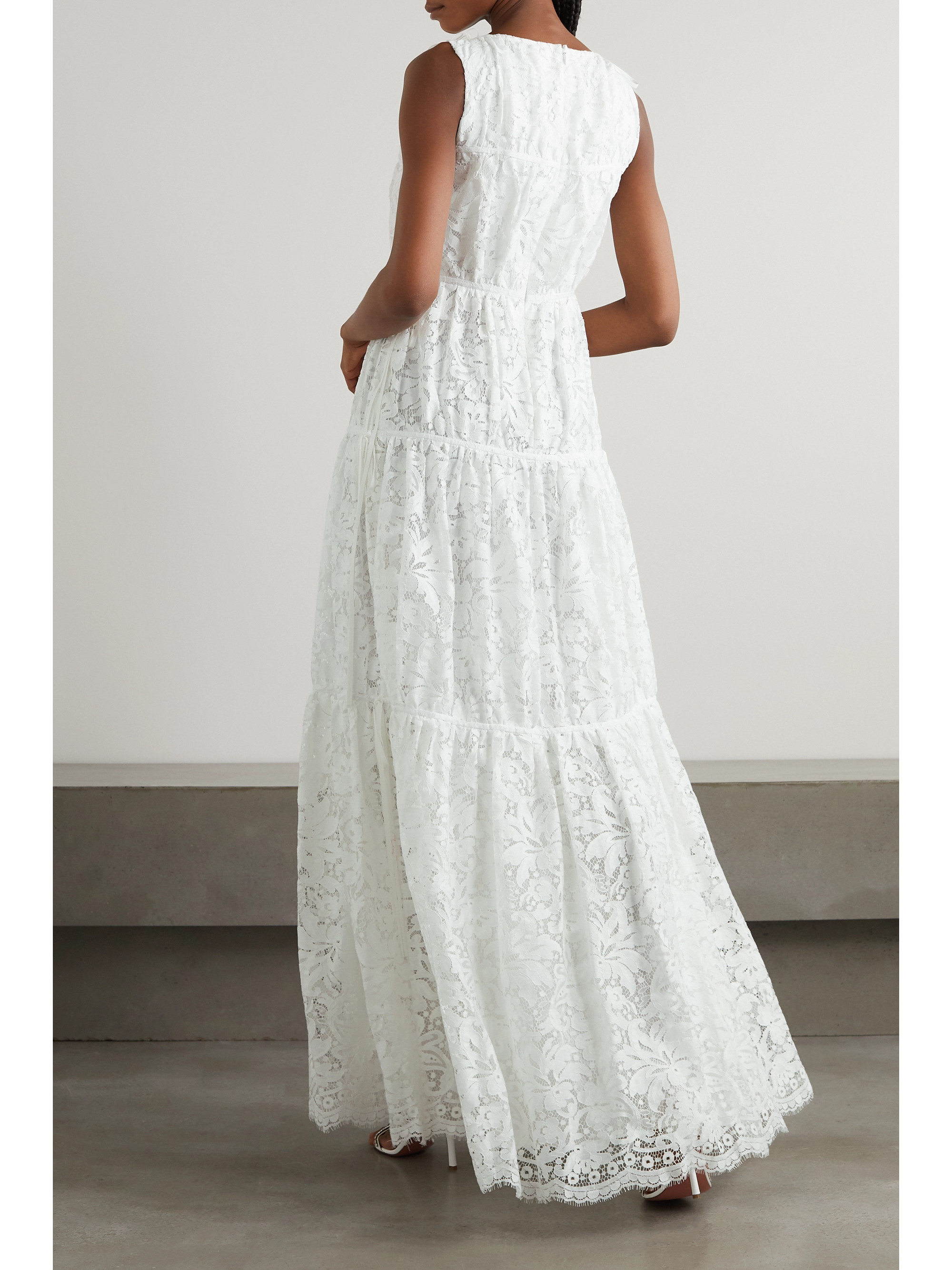 Erdem Isla tie-detailed tiered cotton-blend lace gown thumbnail