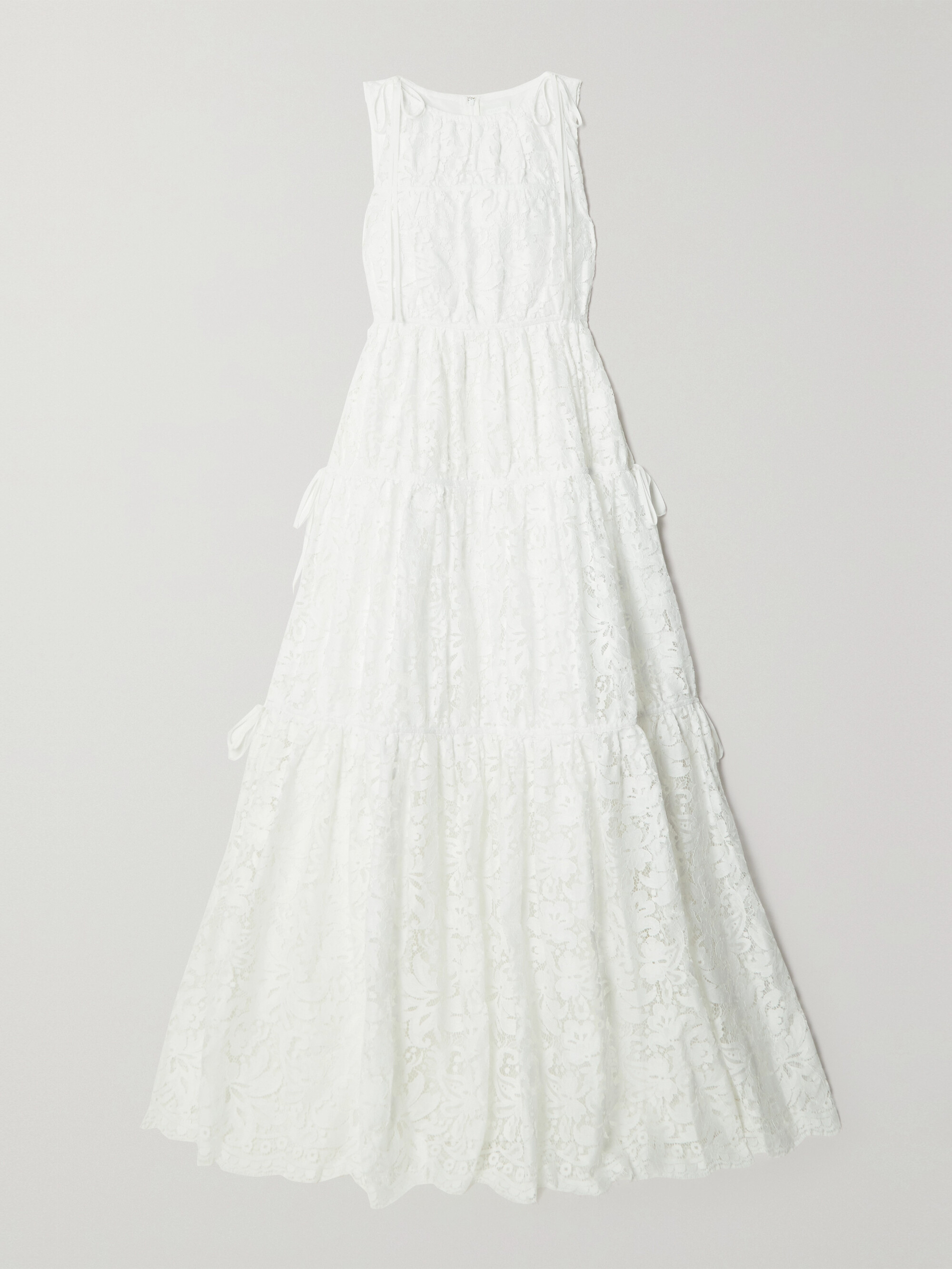 Erdem Isla tie-detailed tiered cotton-blend lace gown thumbnail