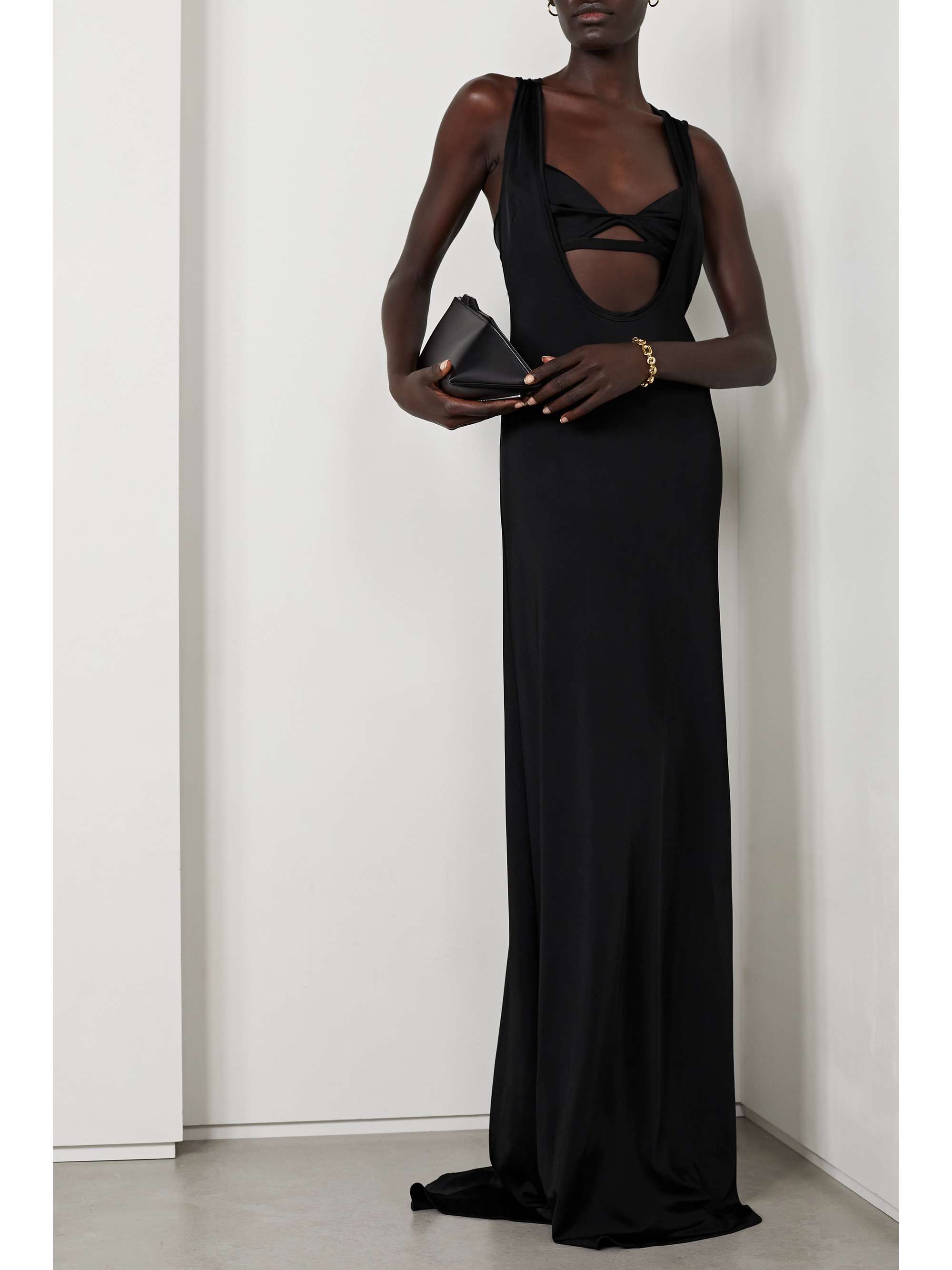 ET OCHS Marcela layered cutout stretch-satin jersey gown
