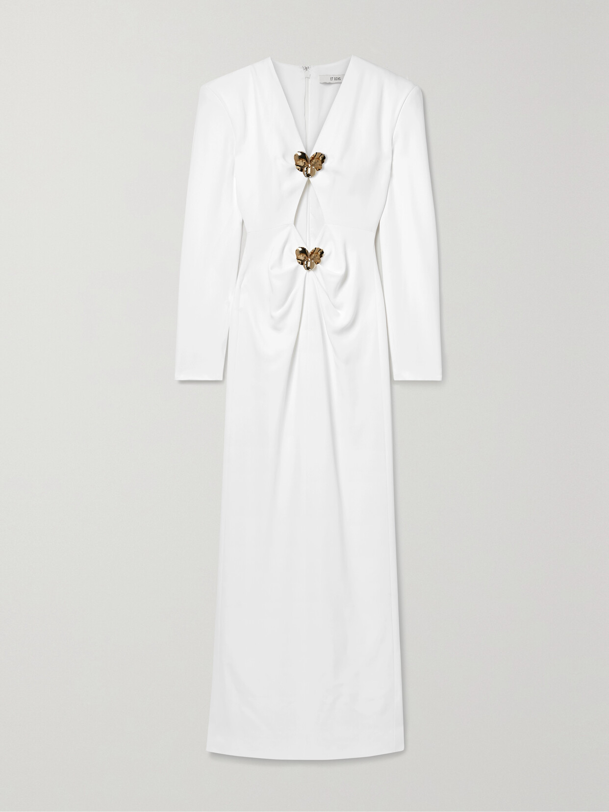 Et Ochs Melody Embellished Cutout Stretch-cady Gown - White