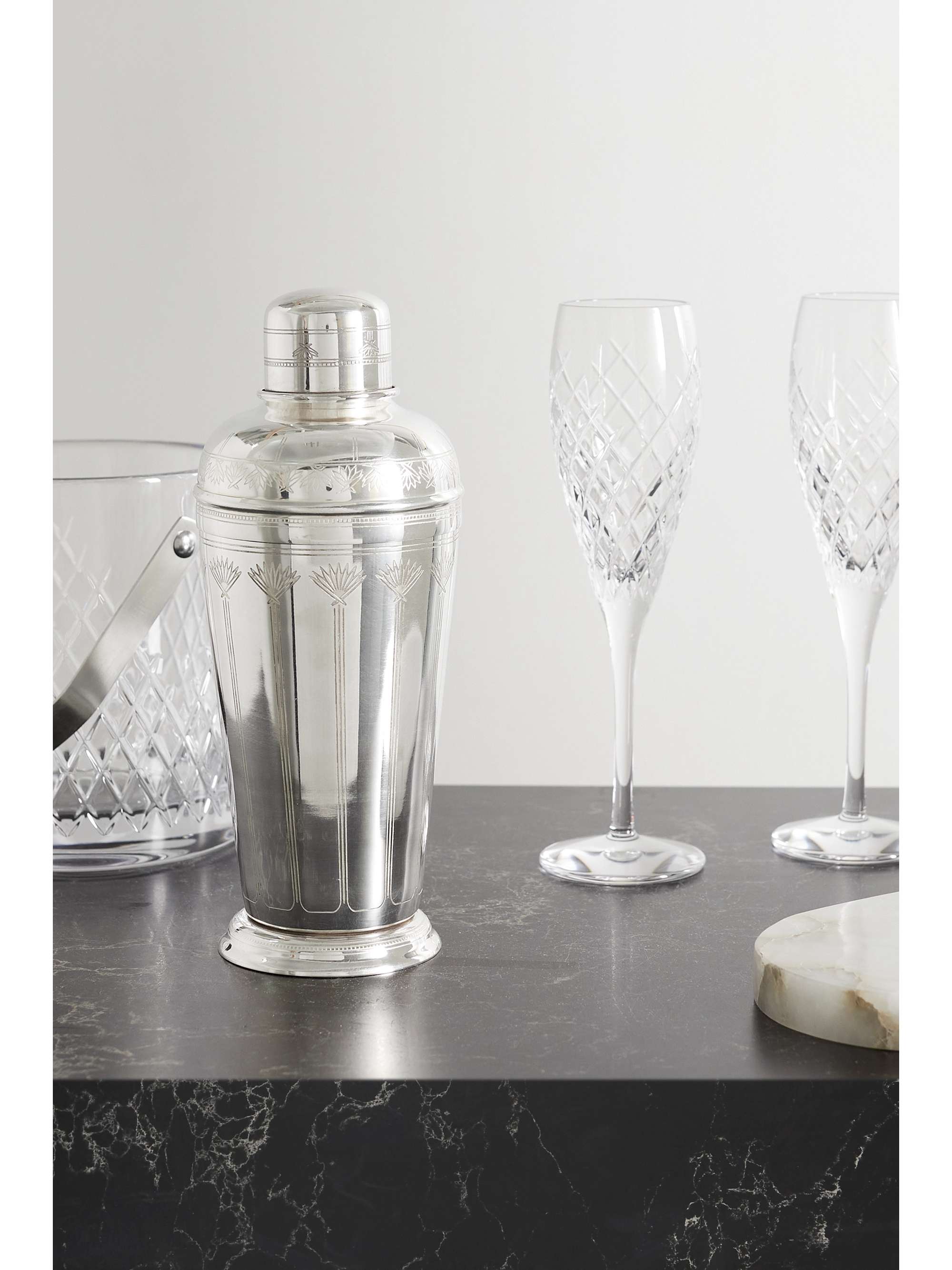 SOHO HOME Rochester engraved silverplated cocktail shaker NETAPORTER