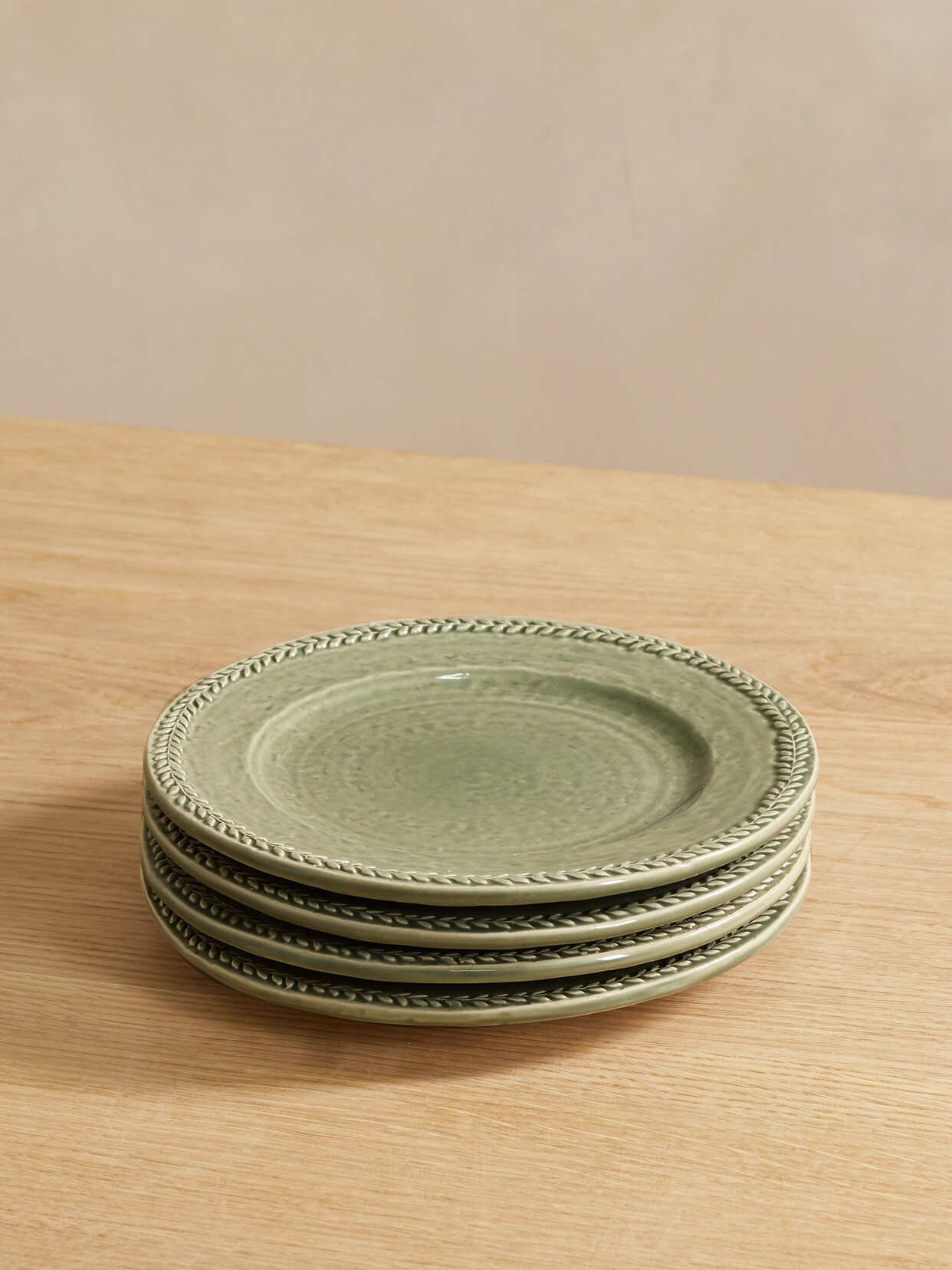 Soho Home - Hillcrest Set Of Four 21cm Glazed Stoneware Side Plates - Green