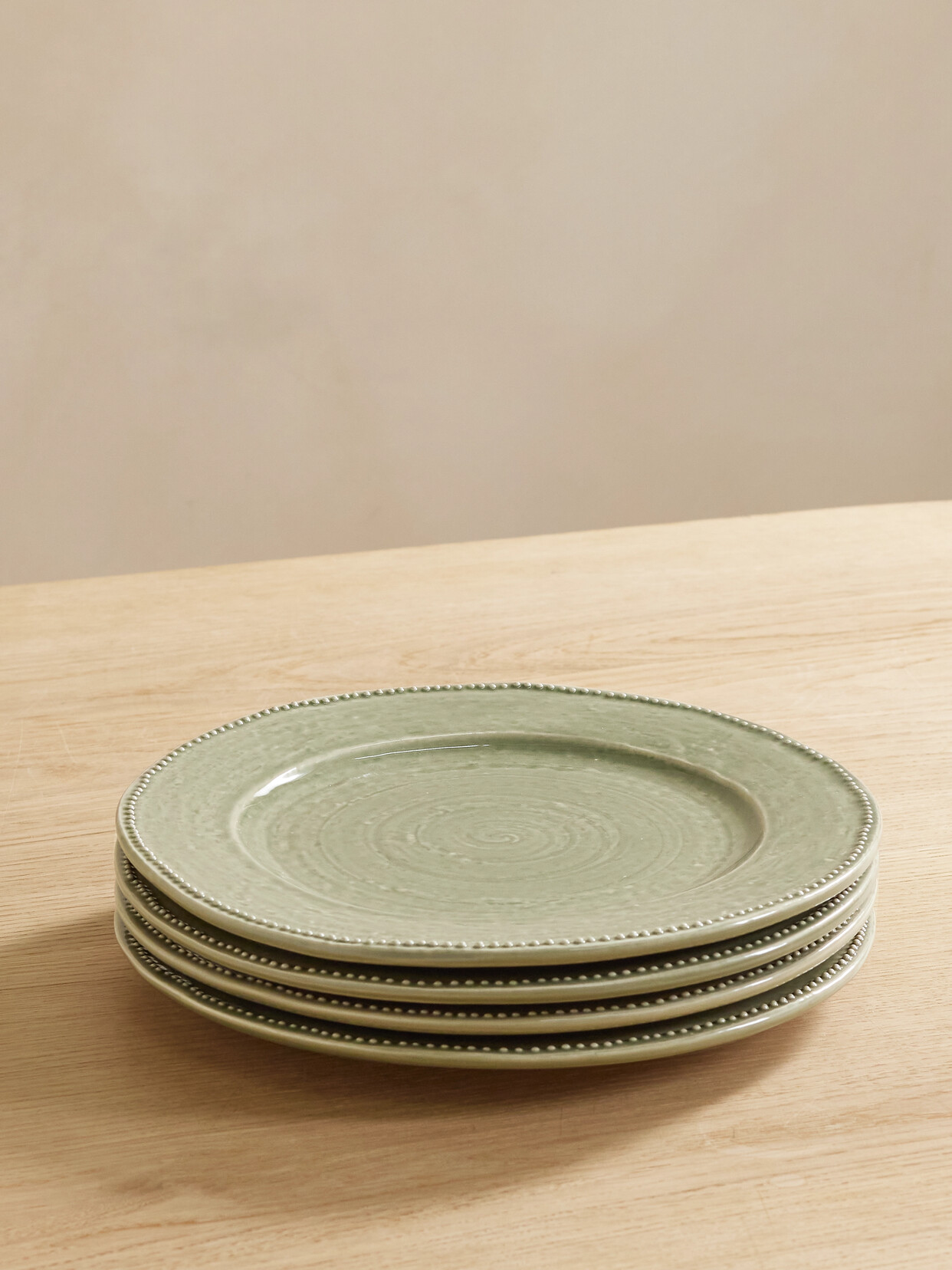 Soho Home - Hillcrest Set Of Four 28cm Glazed Stoneware Dinner Plates - Green