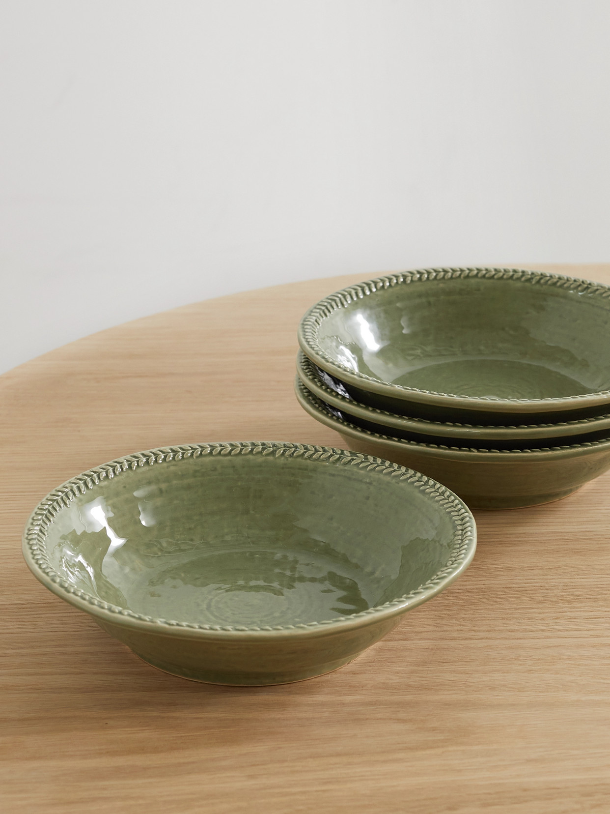 Soho Home - Hillcrest Set Of Four 22cm Glazed Stoneware Pasta Bowls - Green