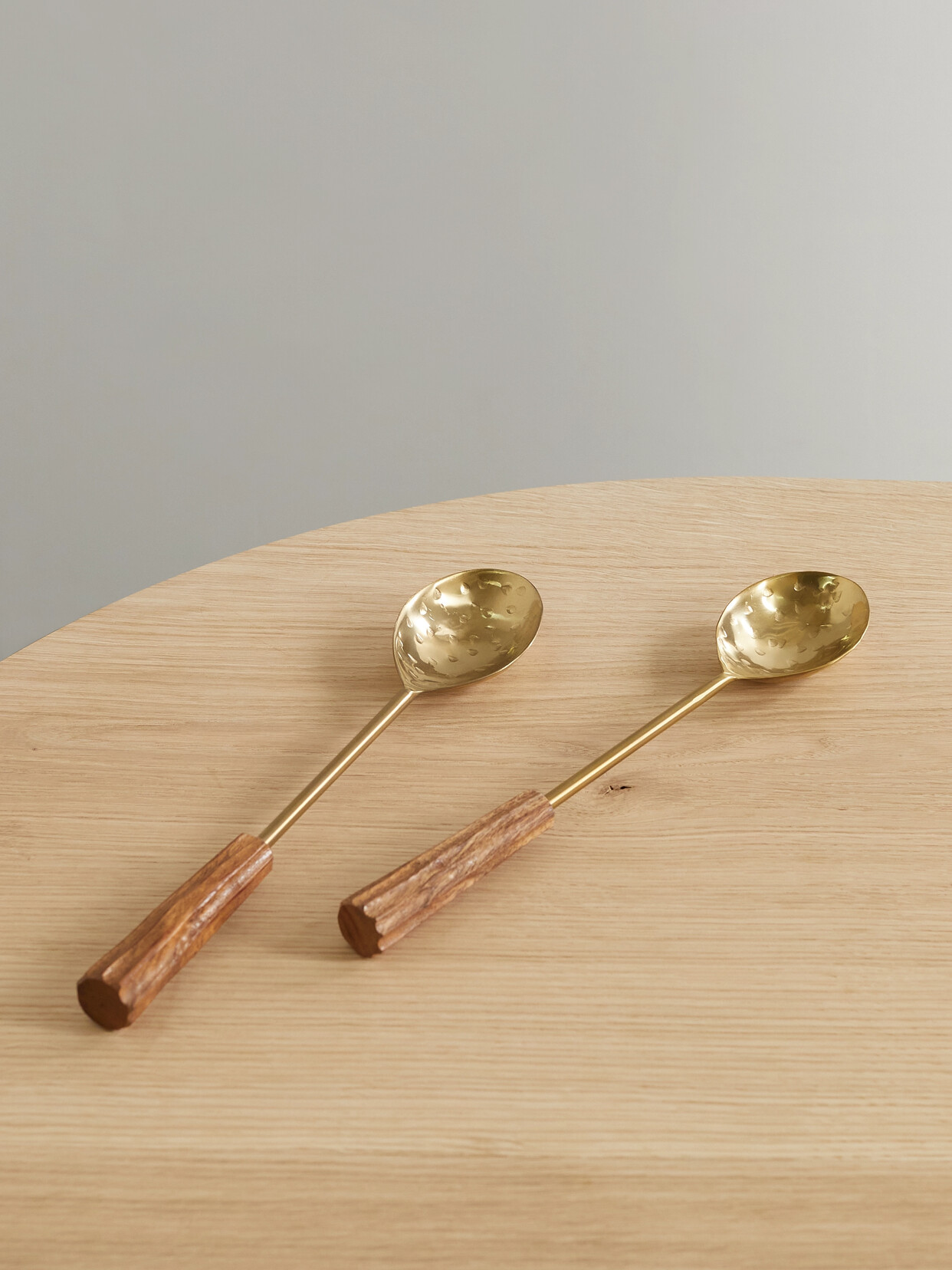 Soho Home - Hockley Set Of Two Gold-tone And Acacia Serving Spoons - one size