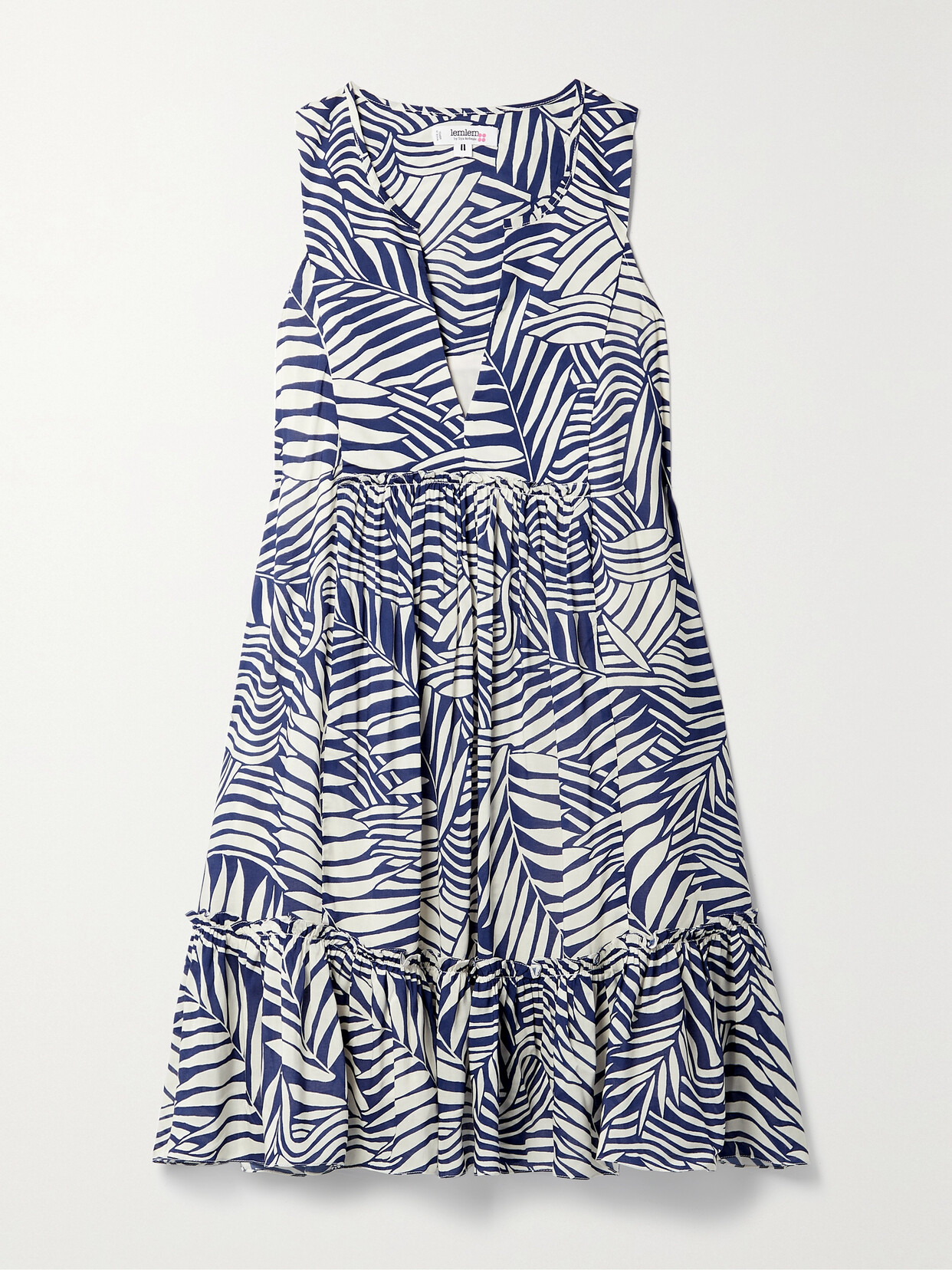 lemlem + Net Sustain Tiered Printed Ecovero-voile Mini Dress - White