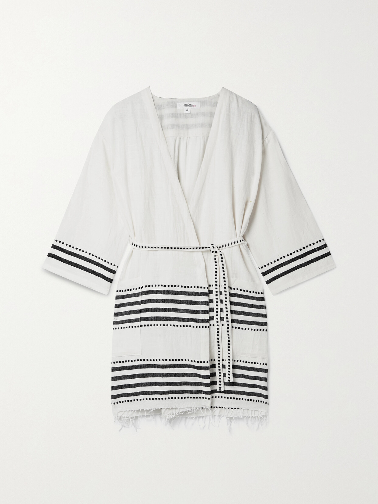 LemLem - Eshe Frayed Striped Cotton-blend Gauze Mini Wrap Dress - White