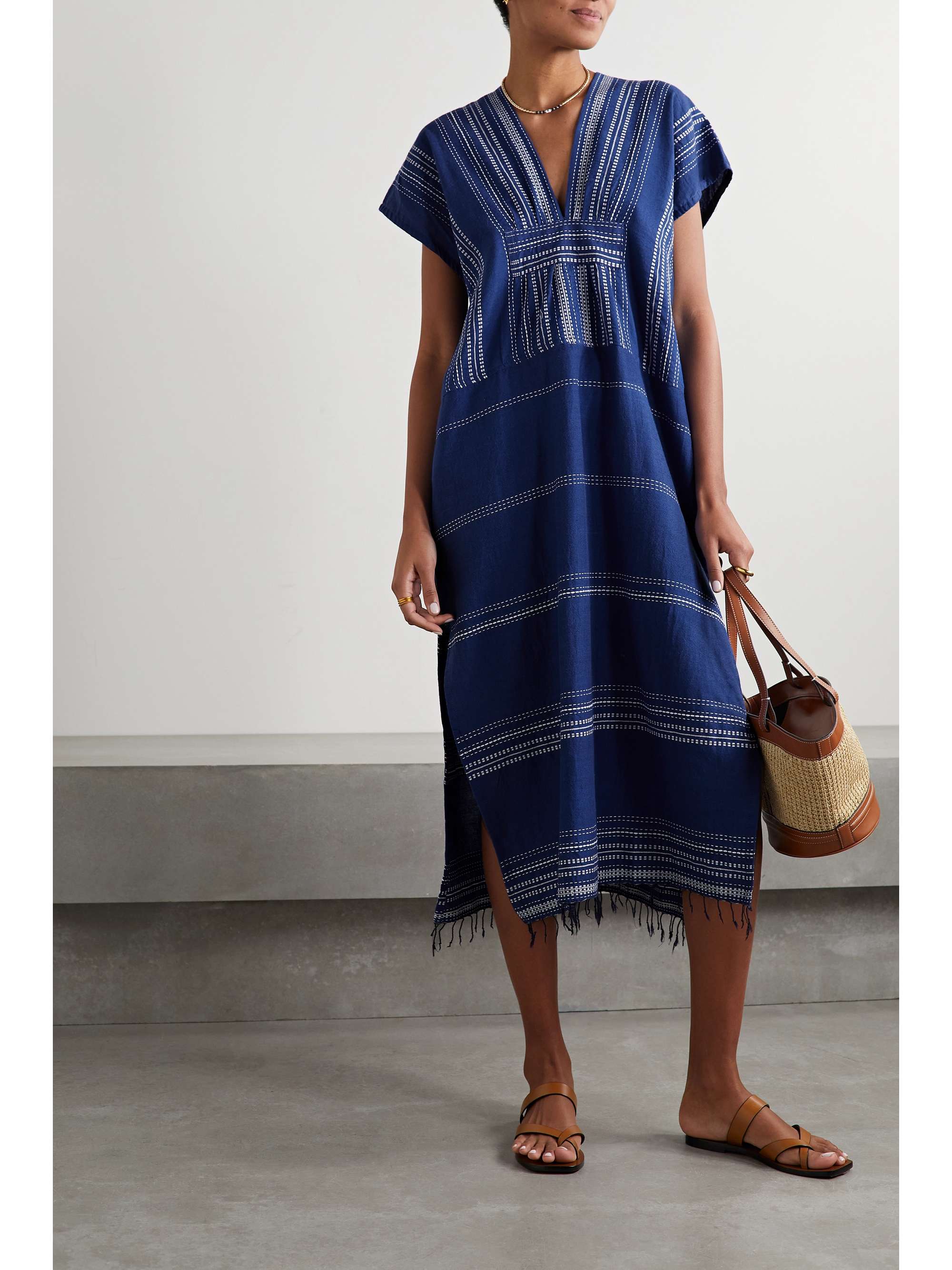 LEMLEM Inku fringed cotton kaftan