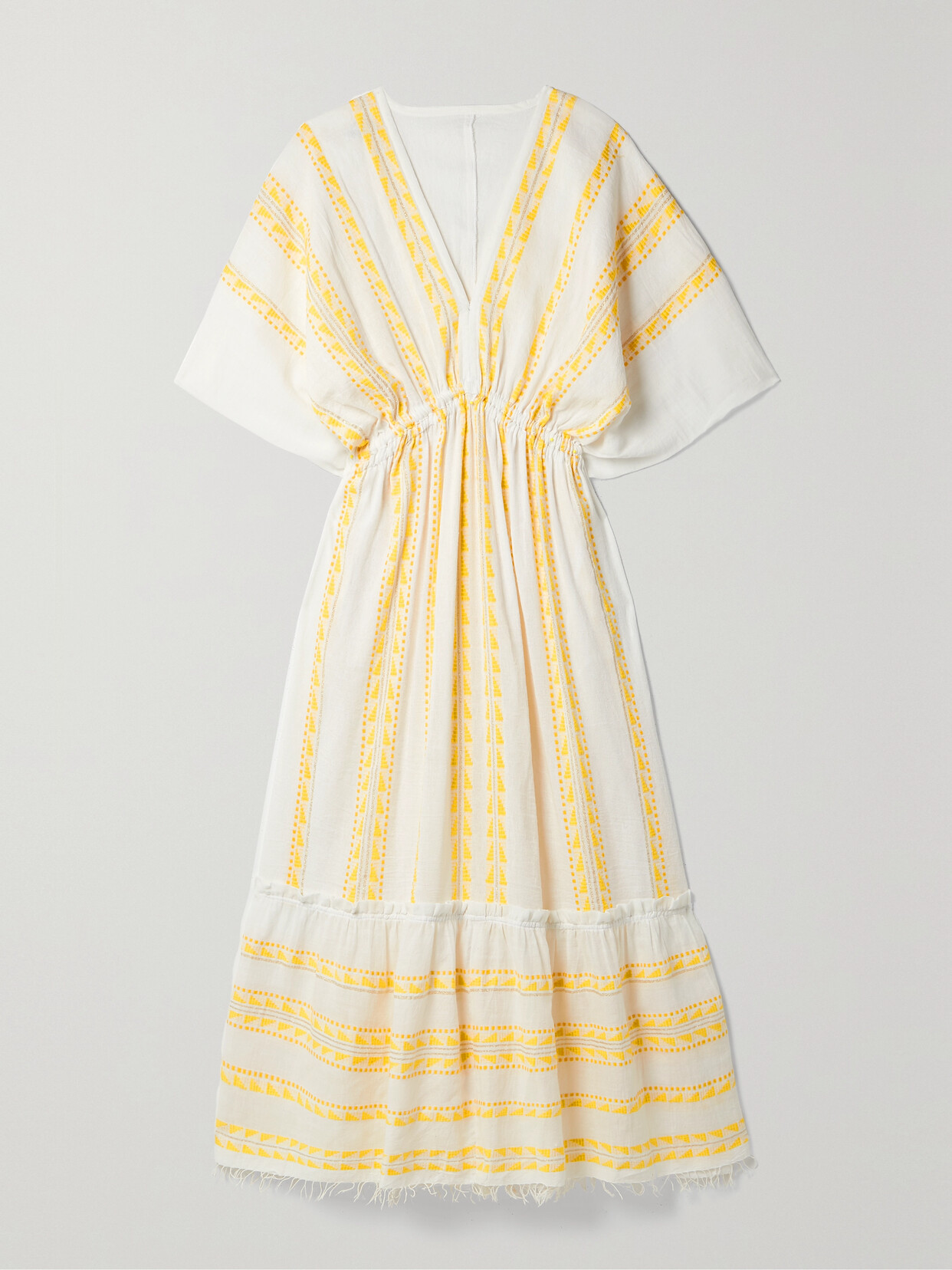 lemlem + Net Sustain Abeba Fringed Cotton-blend Maxi Dress - Yellow