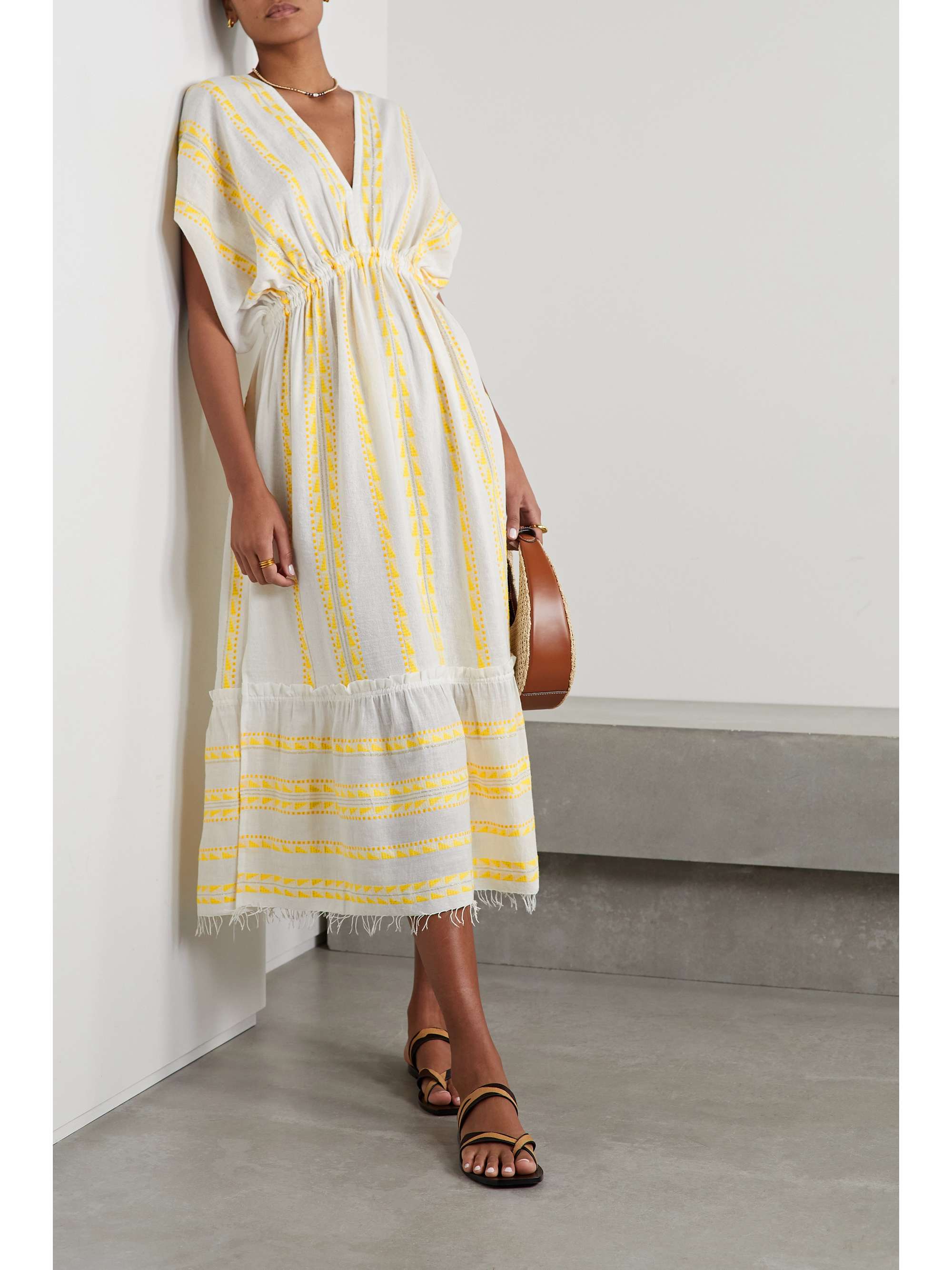 LEMLEM + NET SUSTAIN Abeba fringed cotton-blend maxi dress | NET-A-PORTER