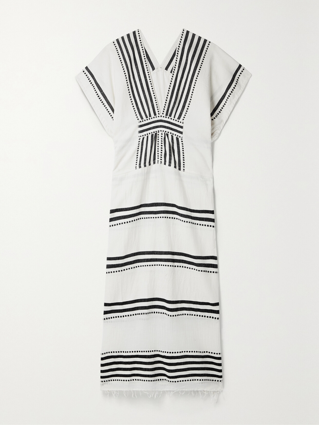 LemLem - Eshe Frayed Striped Cotton-blend Gauze Kaftan - White