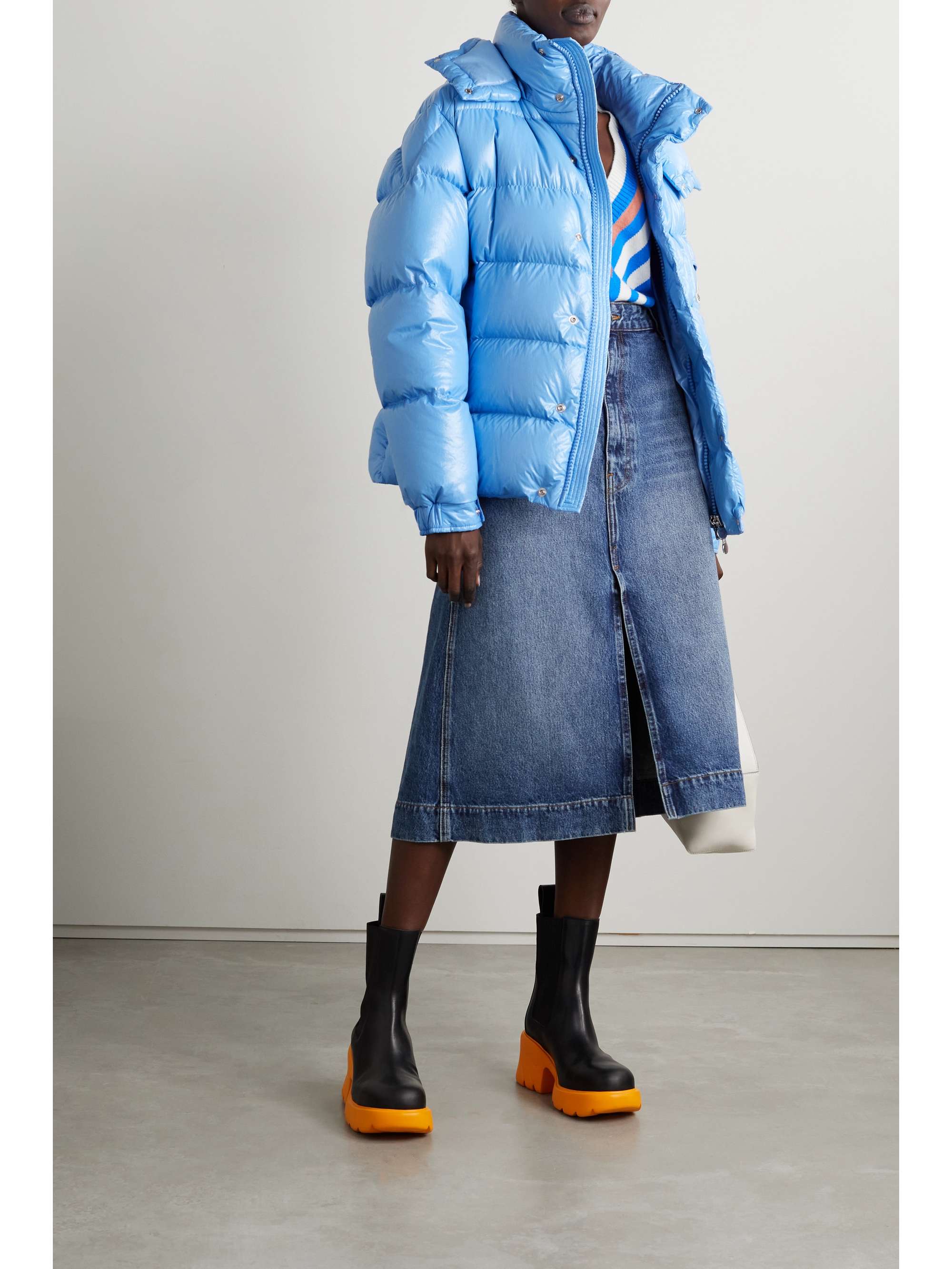 Blue Maya quilted shell down jacket 