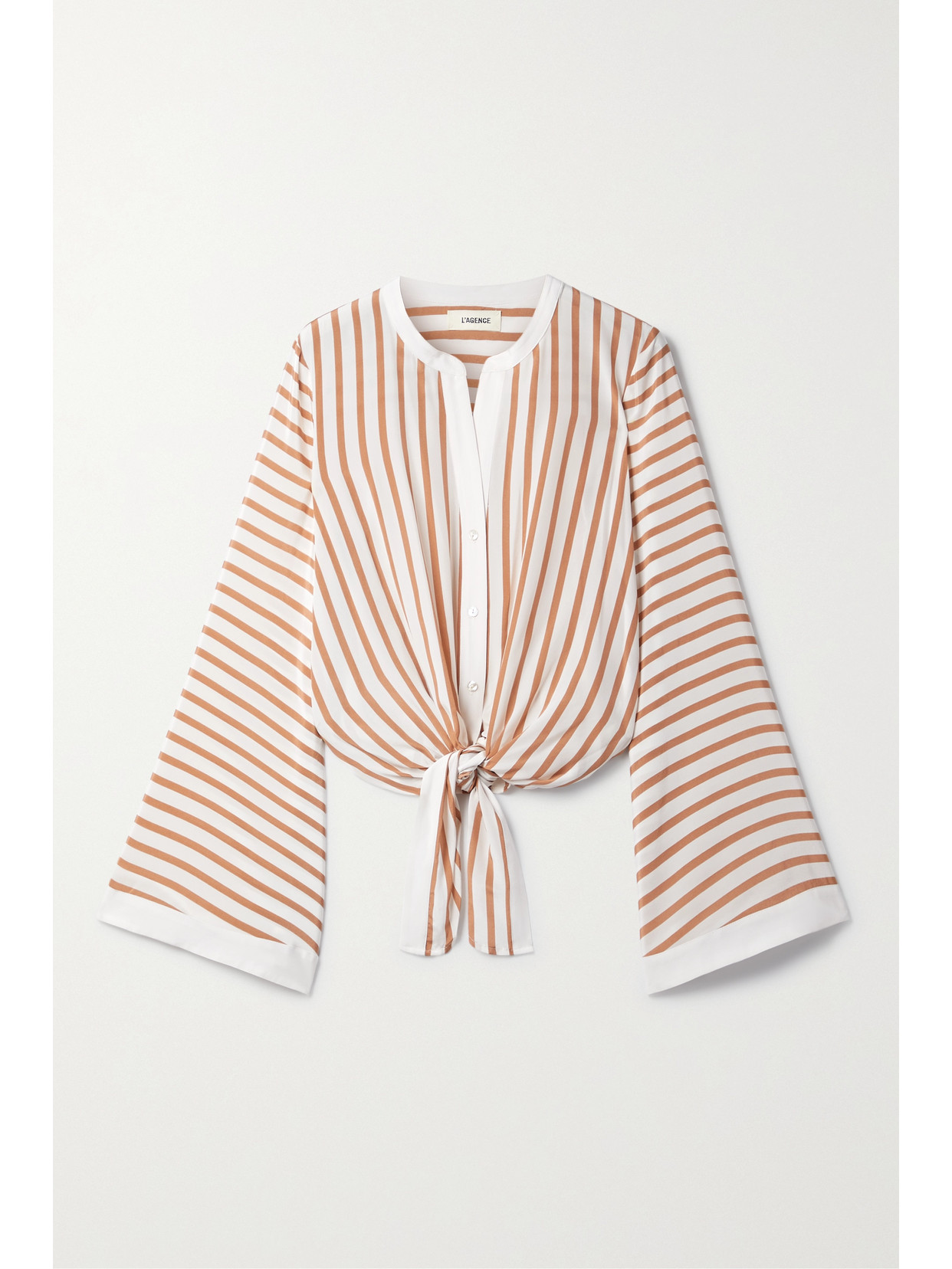 L'Agence - Charlize Tie-front Striped Silk Blouse - Brown