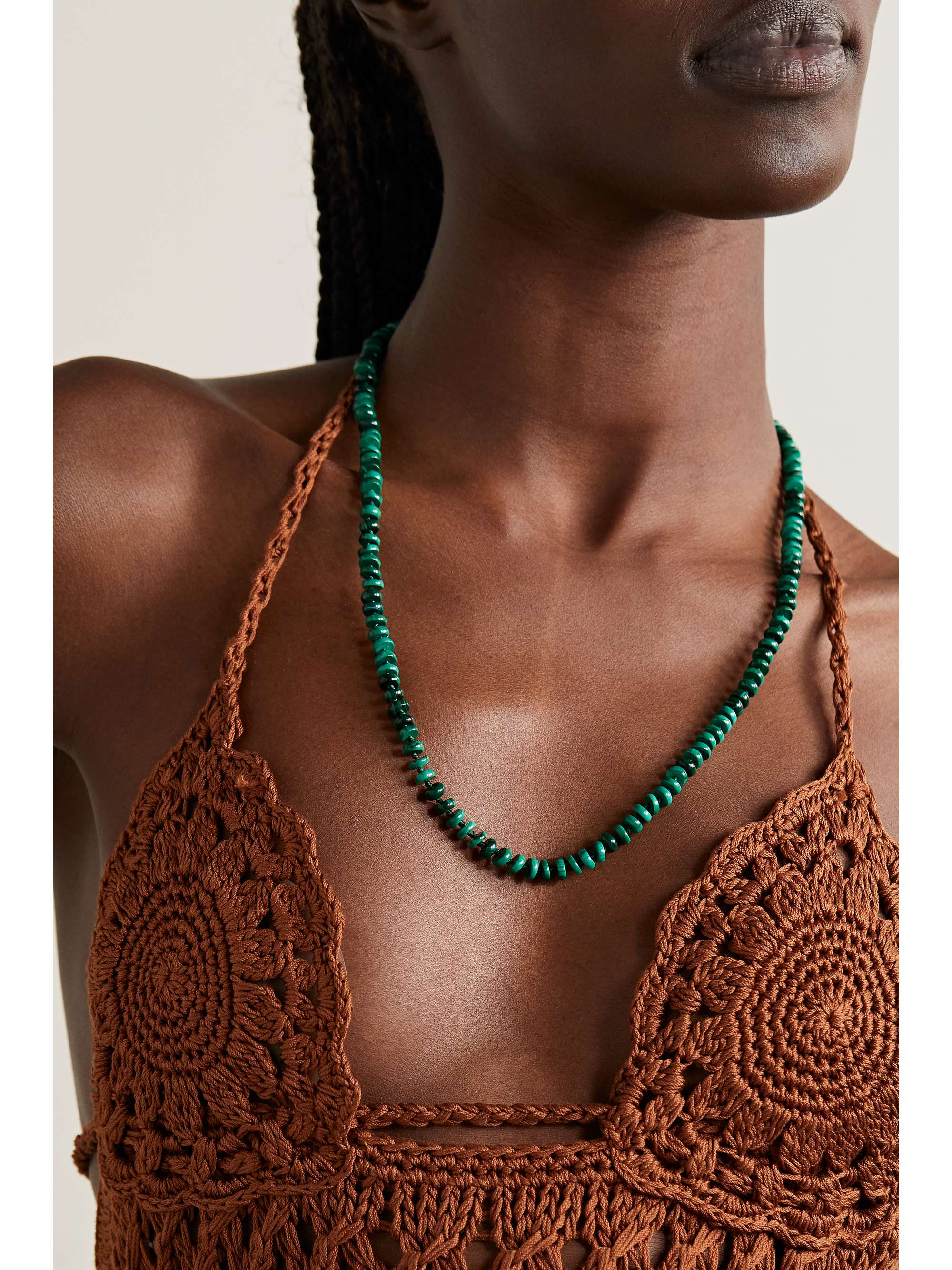 SORELLINA 18-karat gold malachite diamond necklace