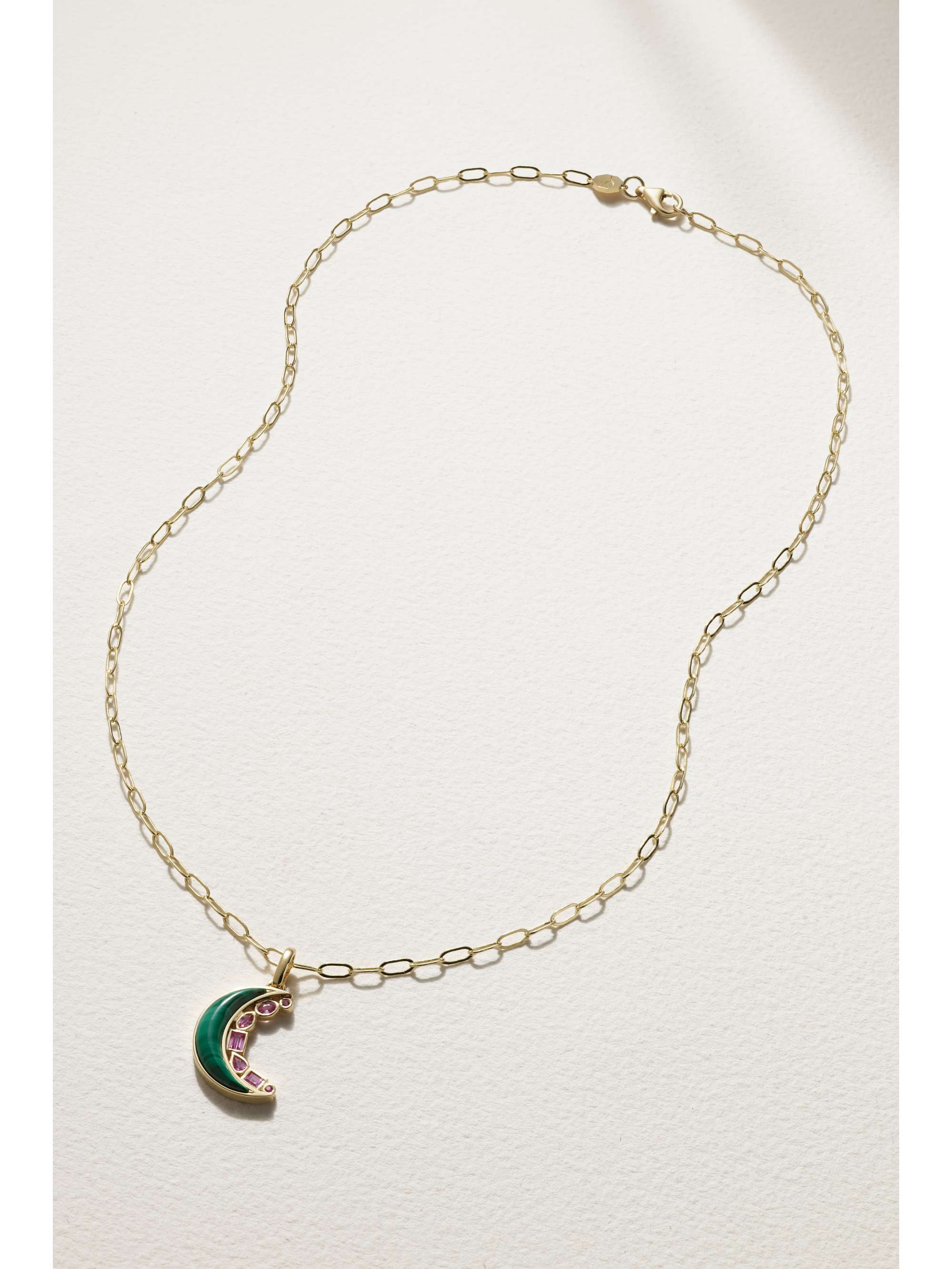 SORELLINA Mini Monroe 18-karat gold, malachite and sapphire necklace