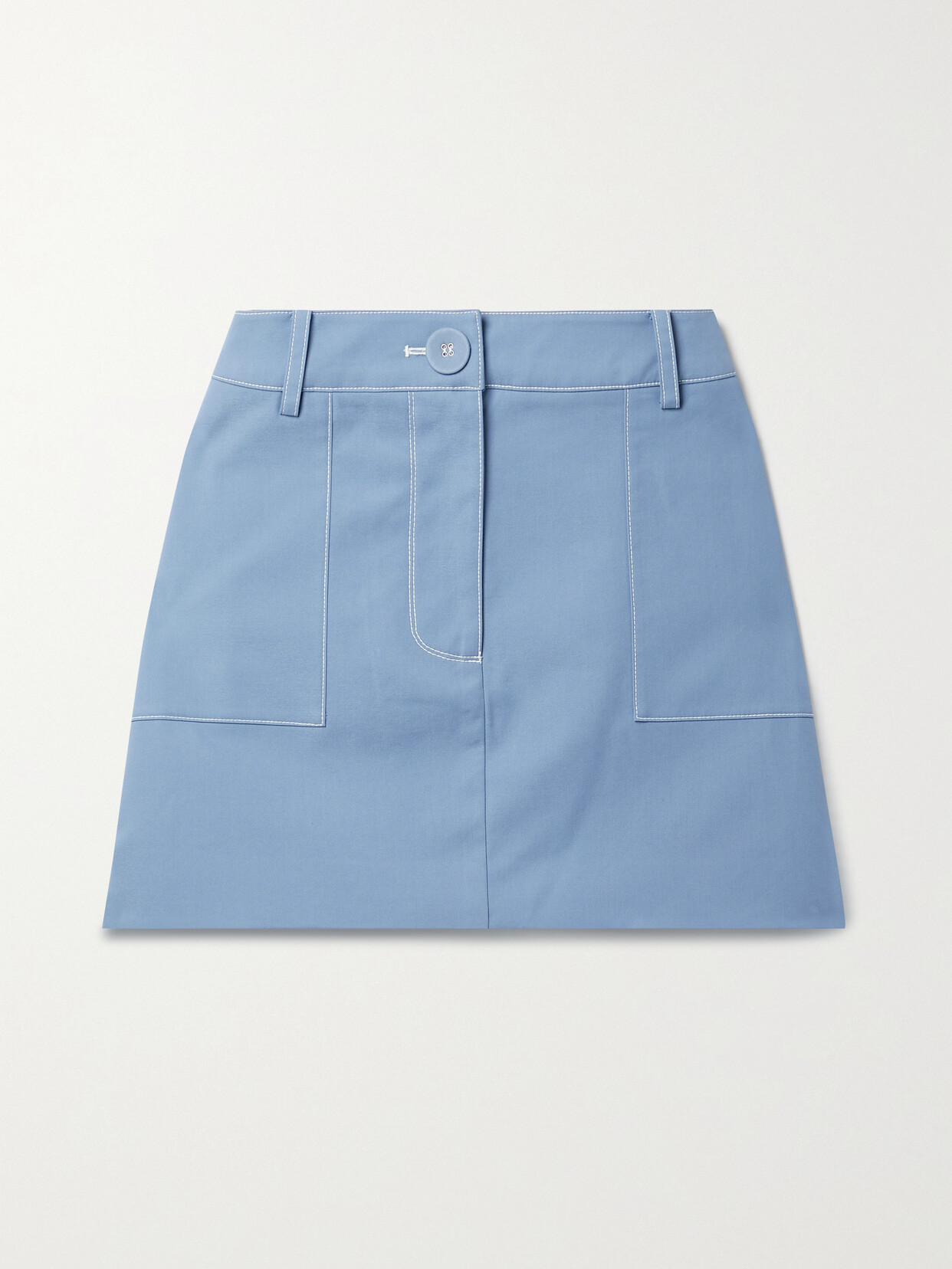 ANNA QUAN - Shana Cotton-blend Twill Mini Skirt - Blue