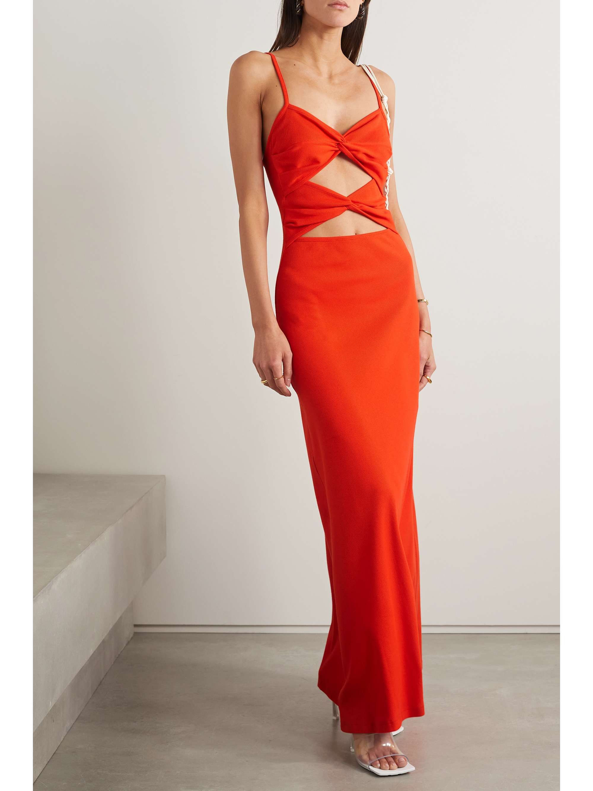 ANNA QUAN Natalia cutout ribbed cotton-blend maxi dress