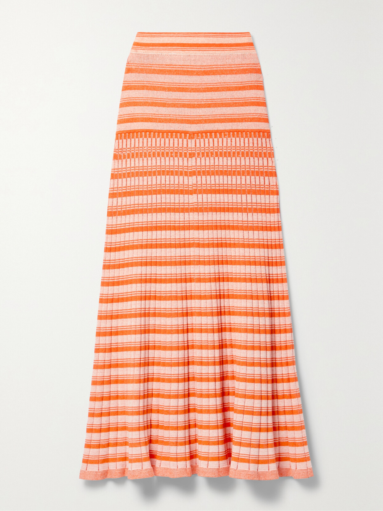 ANNA QUAN - Amber Striped Ribbed Cotton Maxi Skirt - Orange