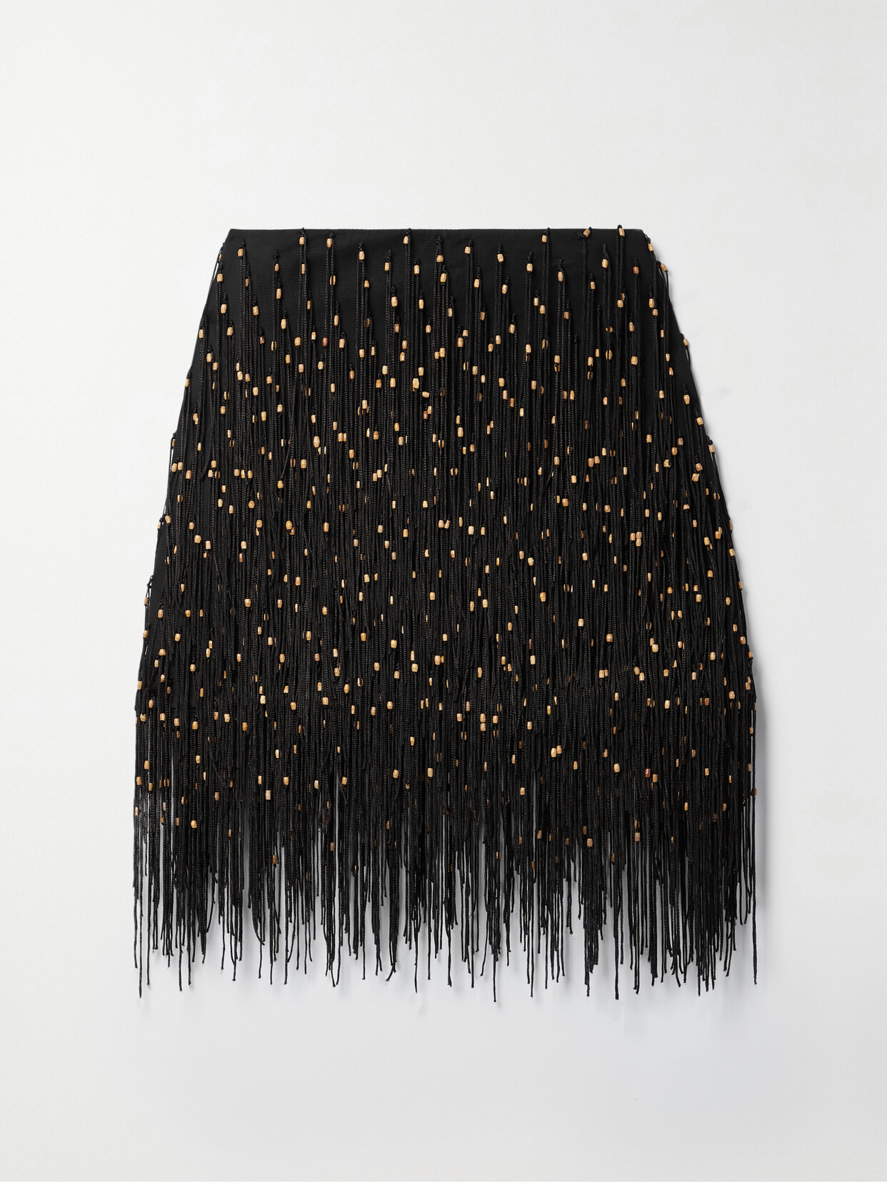 Anna Quan Fernanda Fringe Beaded Mini Skirt In Black