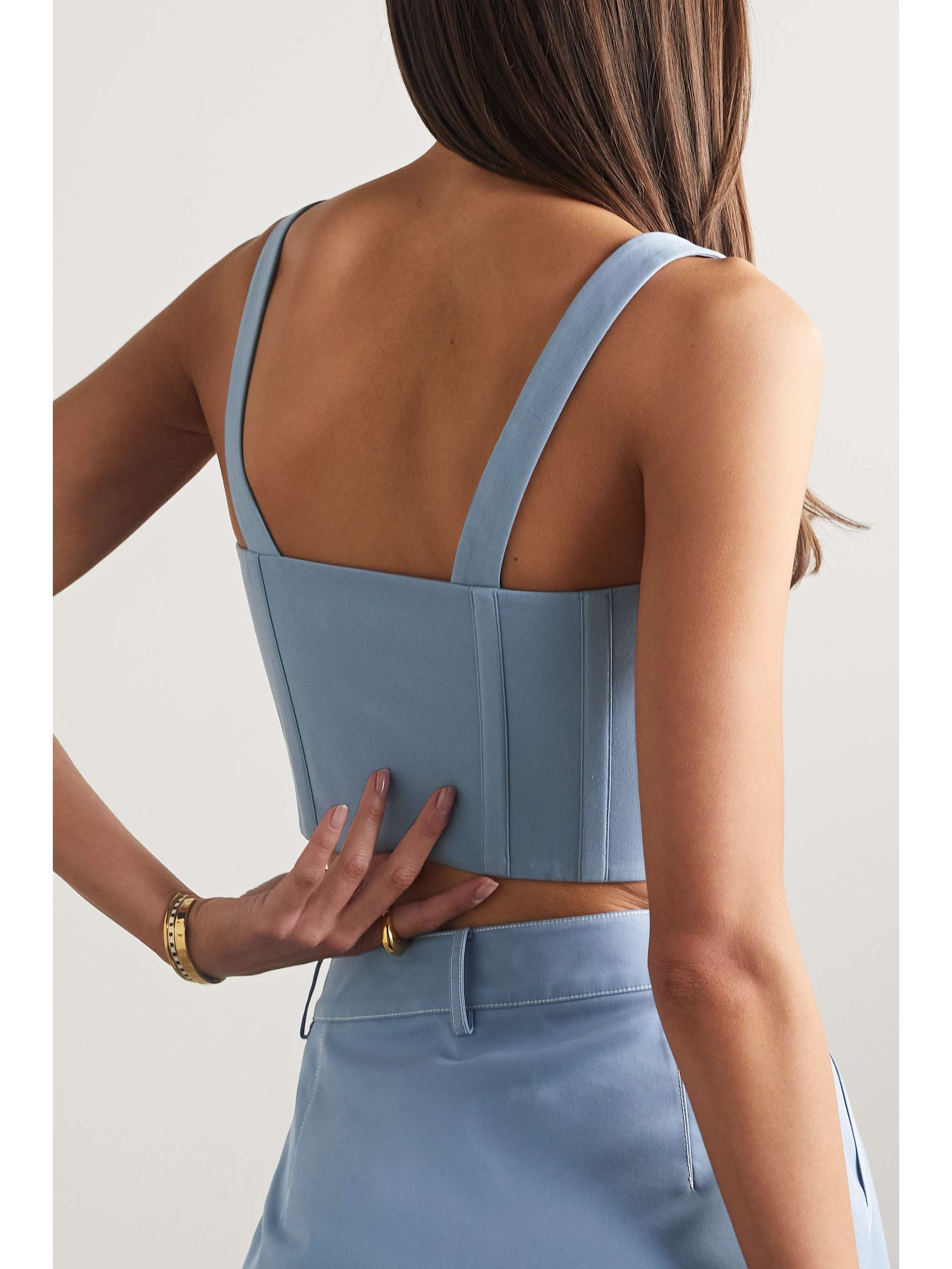 ANNA QUAN Mae cotton-blend twill bustier top