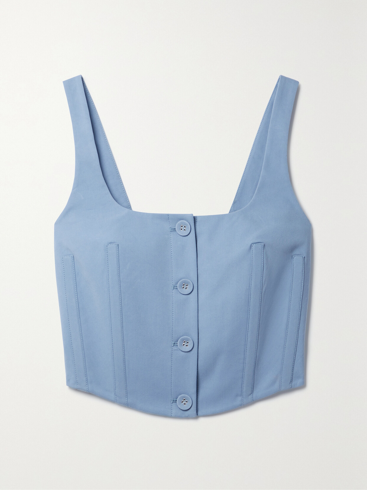 ANNA QUAN - Mae Cotton-blend Twill Bustier Top - Blue