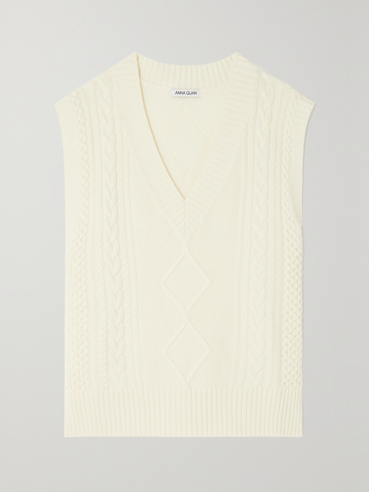 ANNA QUAN - Carmen Cable-knit Wool And Cashmere-blend Vest - White