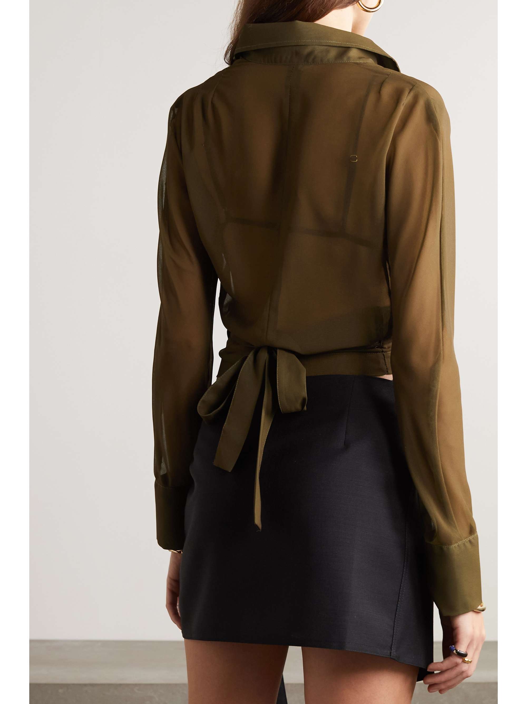 IOANNES Recycled-mesh wrap shirt