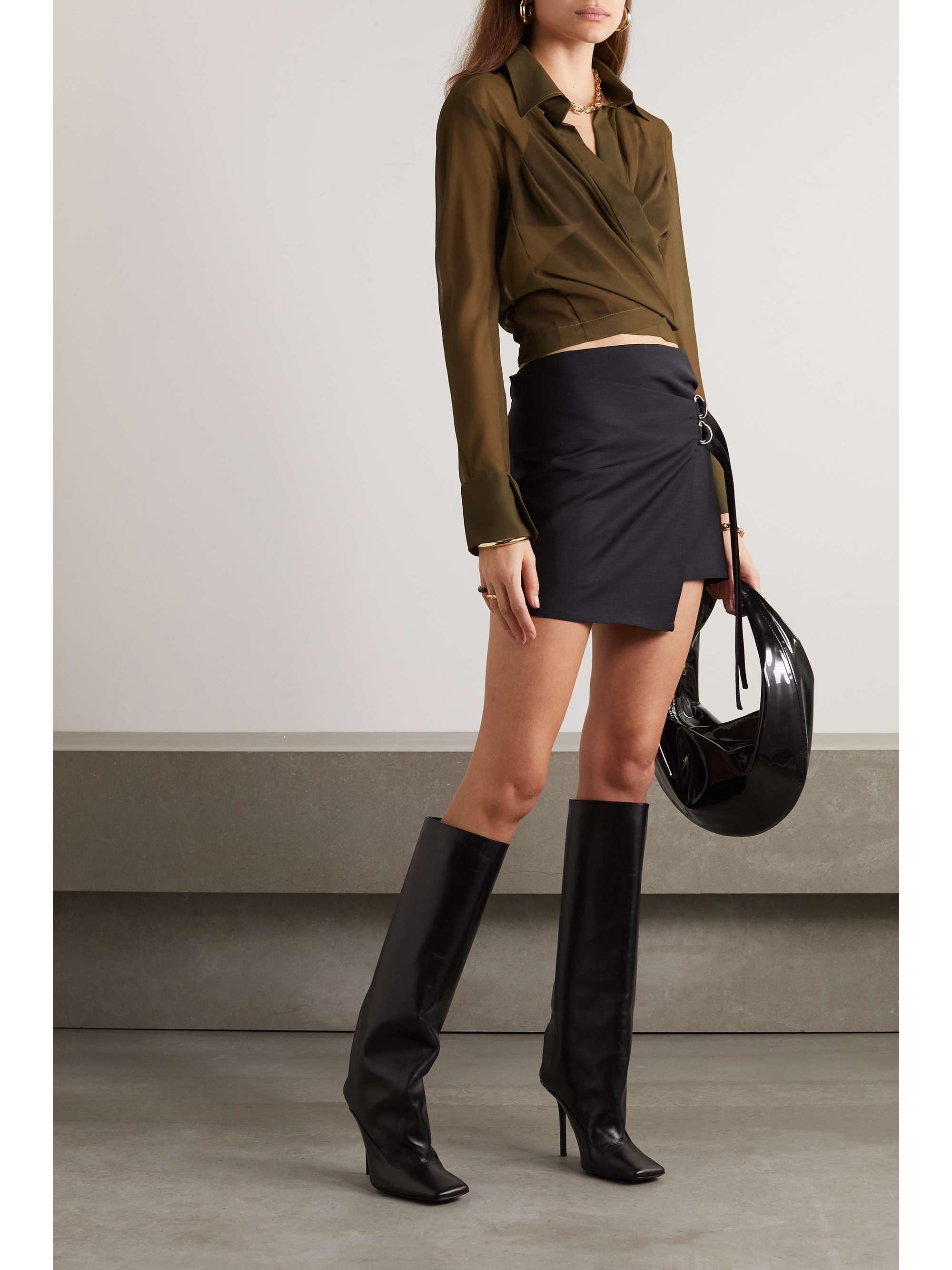 IOANNES Recycled-mesh wrap shirt