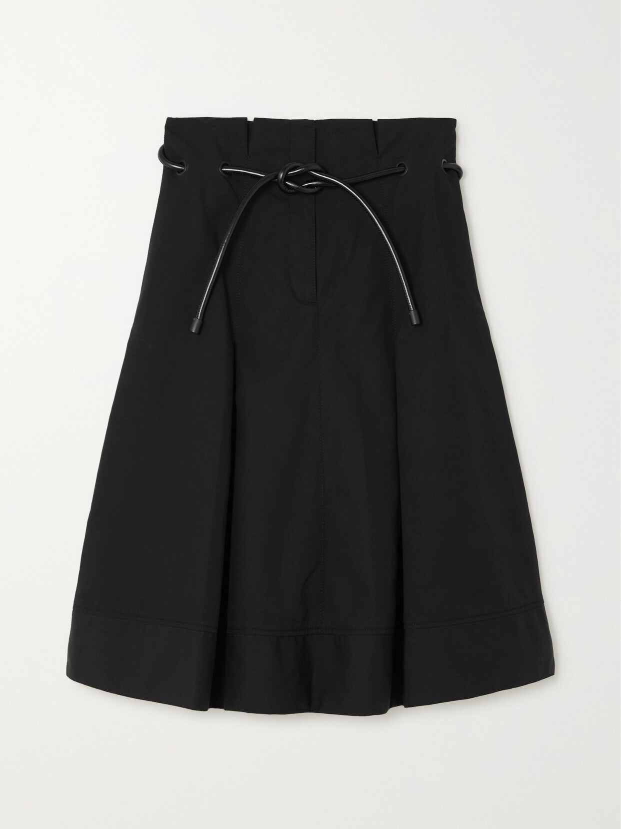 3.1 Phillip Lim - Origami Belted Pleated Cotton-poplin Midi Skirt - Black