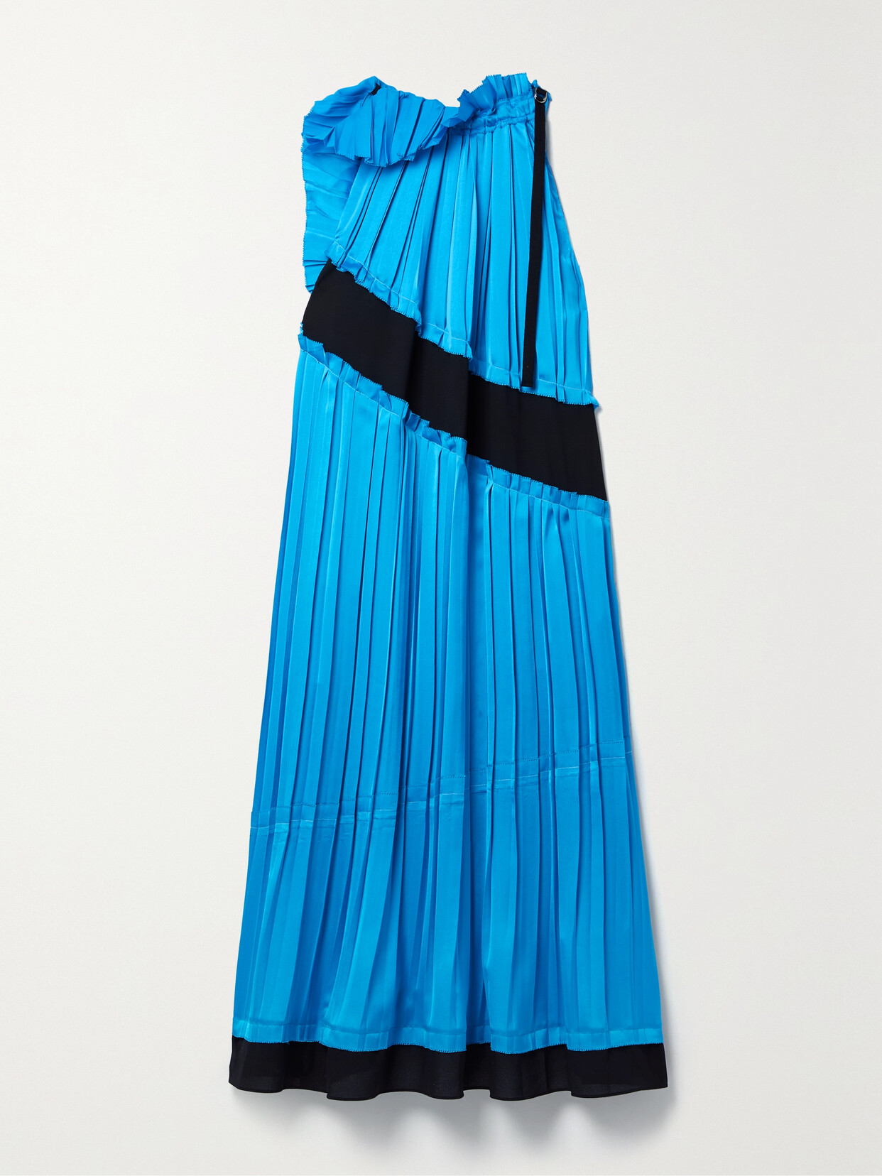 3.1 Phillip Lim - Pleated Layered Ruffled Satin And Crepe De Chine Midi Dress - Blue