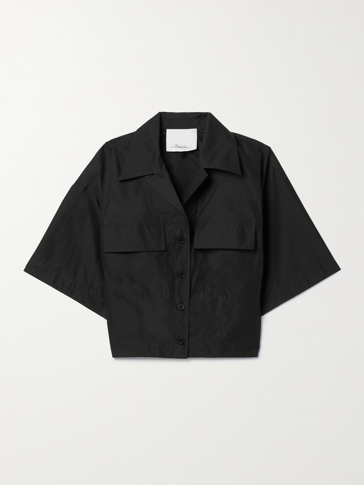 3.1 Phillip Lim - Cropped Cotton-blend Poplin Shirt - Black