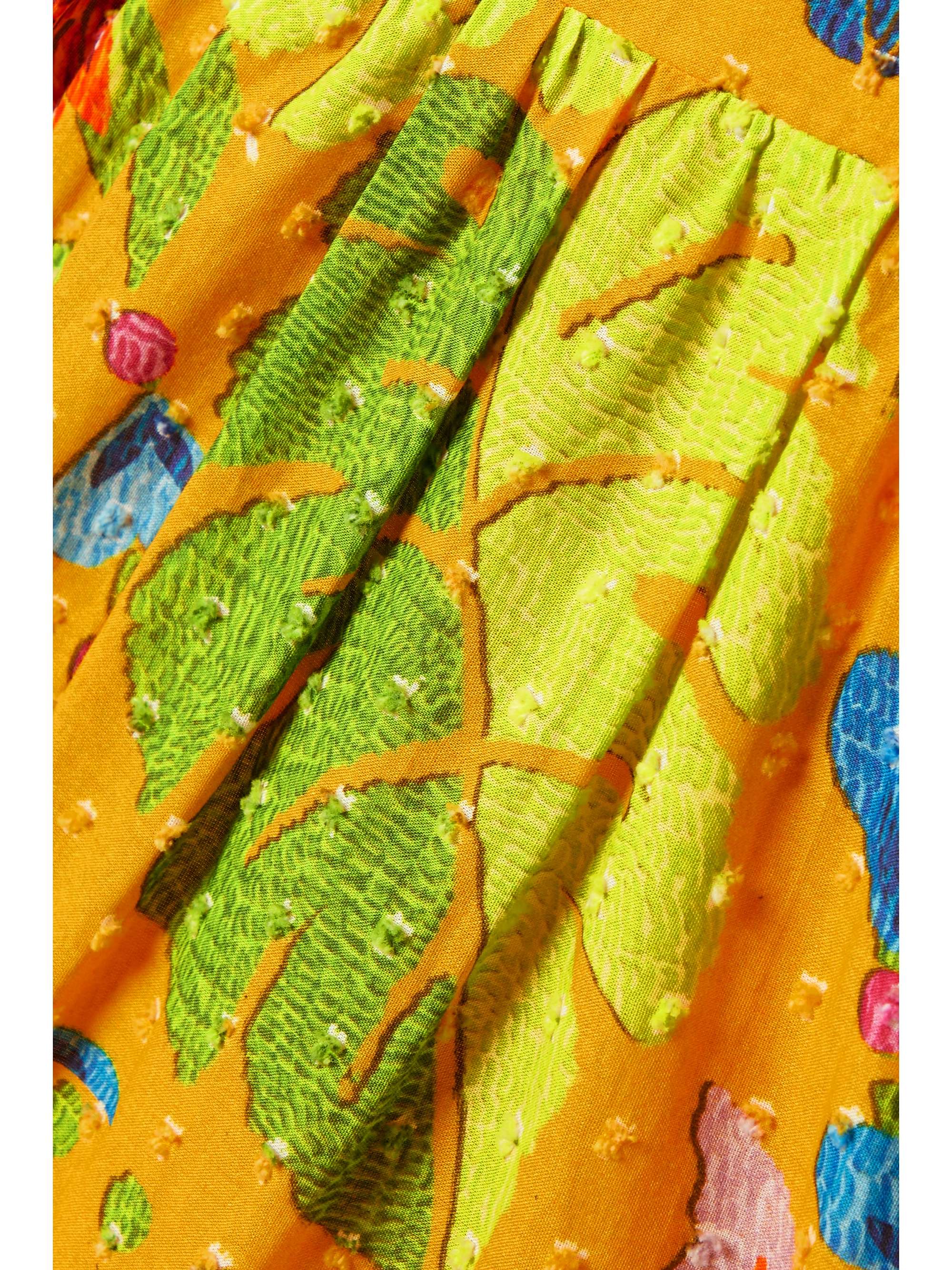 FARM RIO Tiered crochet-trimmed printed fil coupé cotton maxi dress